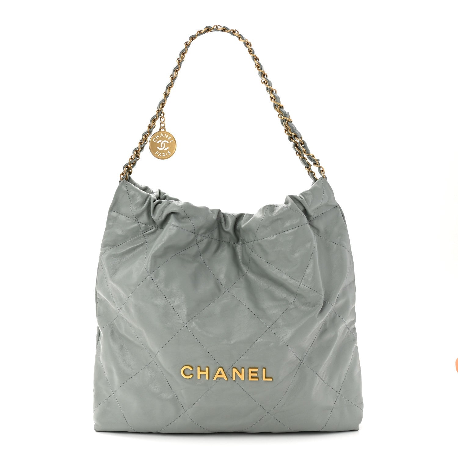 Shiny Calfskin Quilted Chanel 22 Light Blue