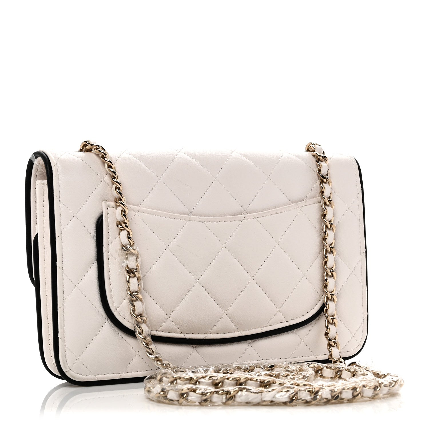 Lambskin Quilted Resin CC Mini Flap Bag White Black