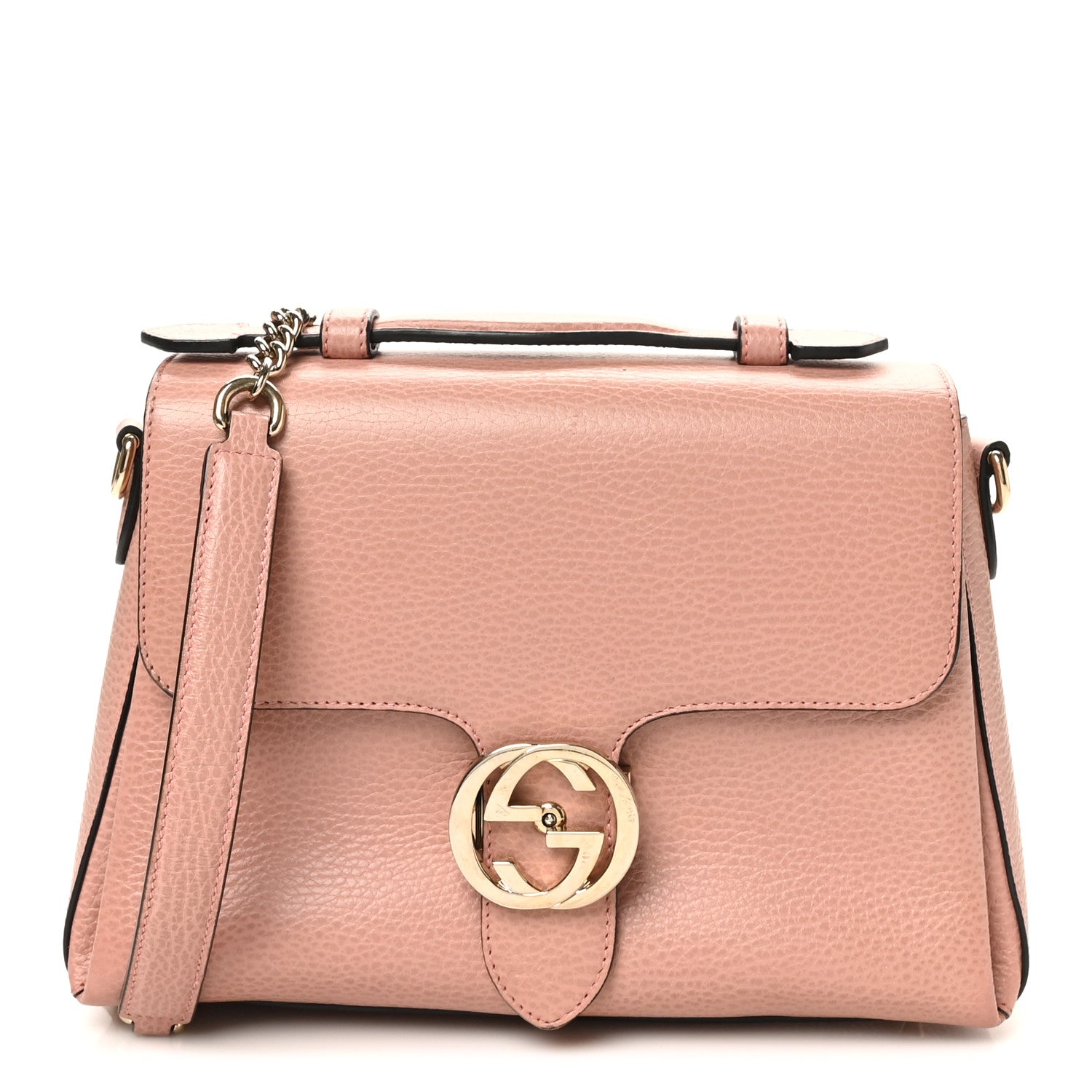 Dollar Calfskin Interlocking G Top Handle Shoulder Bag Soft Pink