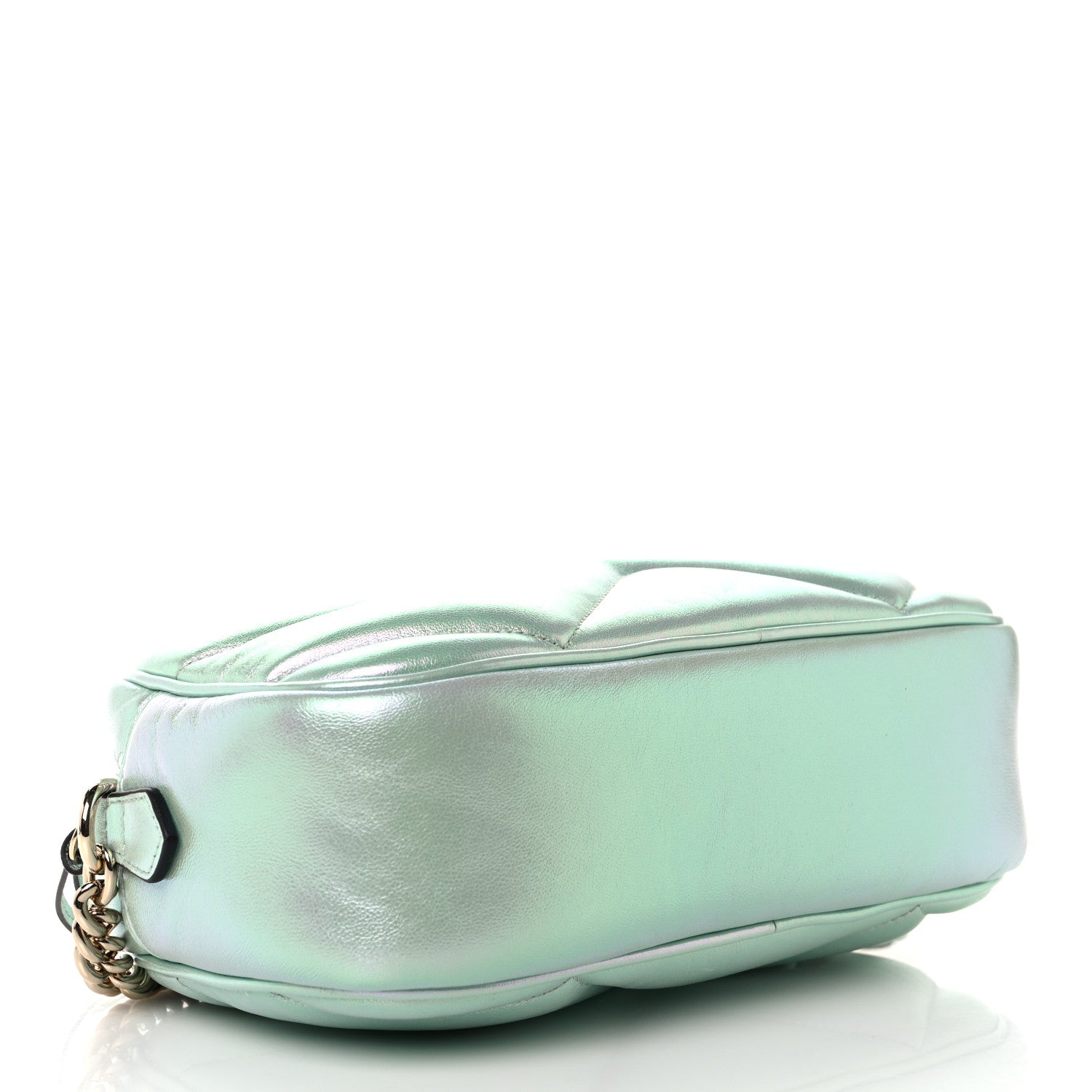 Iridescent Nappa Chevron Matelasse Small GG Marmont Chain Shoulder Bag Iridescent Salvy Green