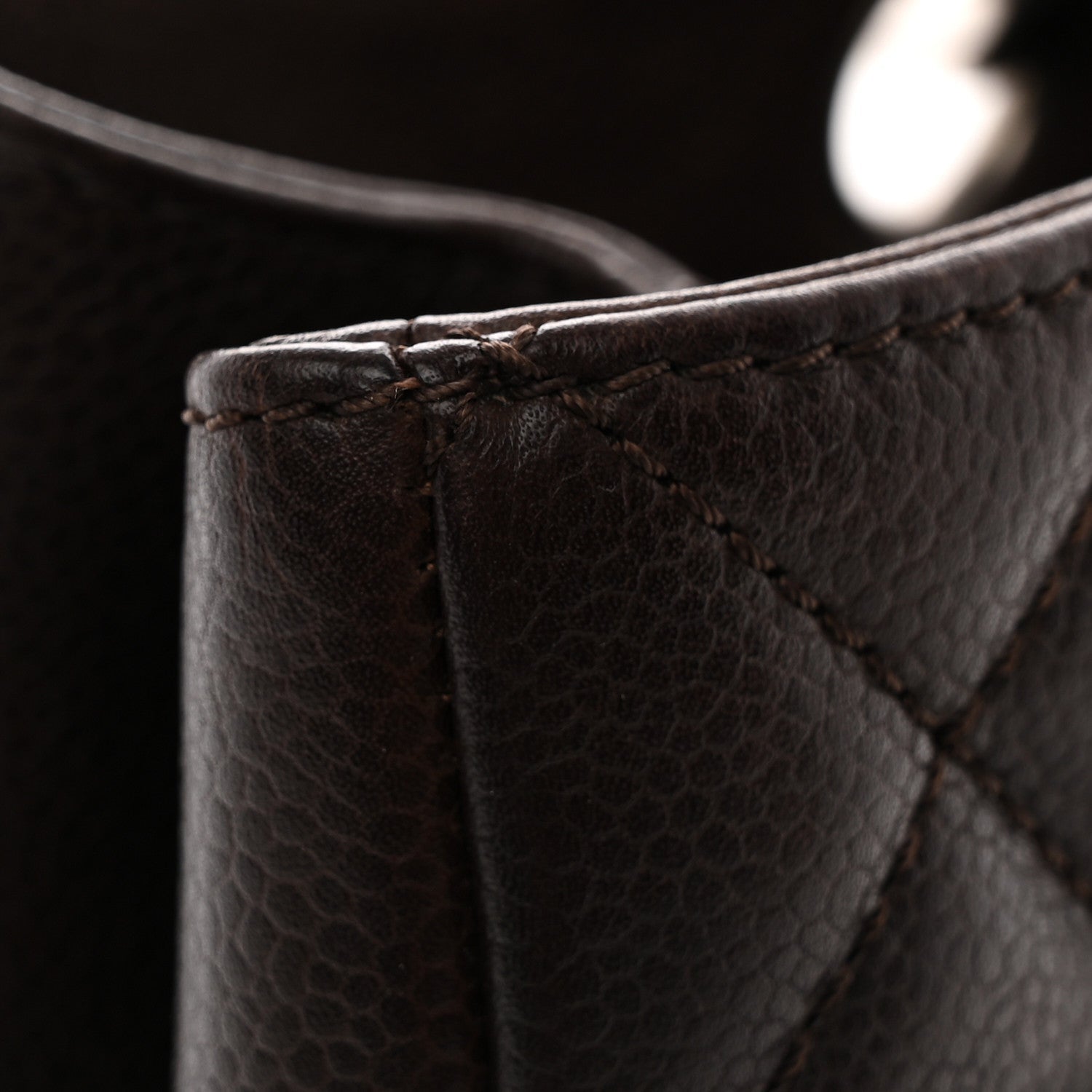 Caviar Quilted Grand Shopping Tote GST Dark Brown