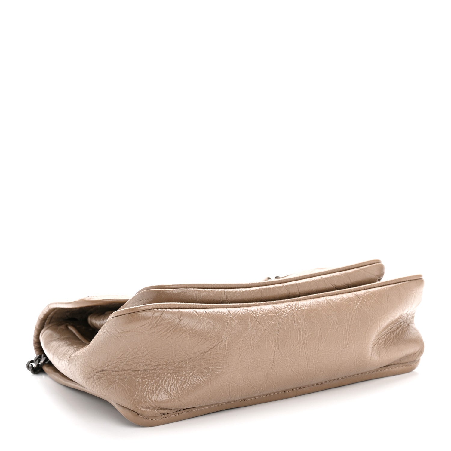 Crinkled Calfskin Matelasse Monogram Baby Niki Chain Satchel Light Taupe