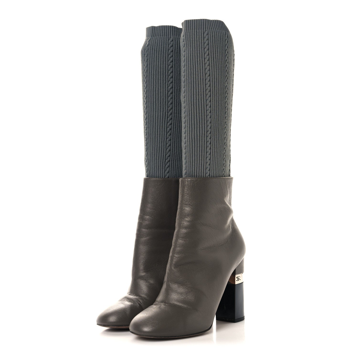 Kangaroo Knit CC Short Booties 37.5 Grey Black