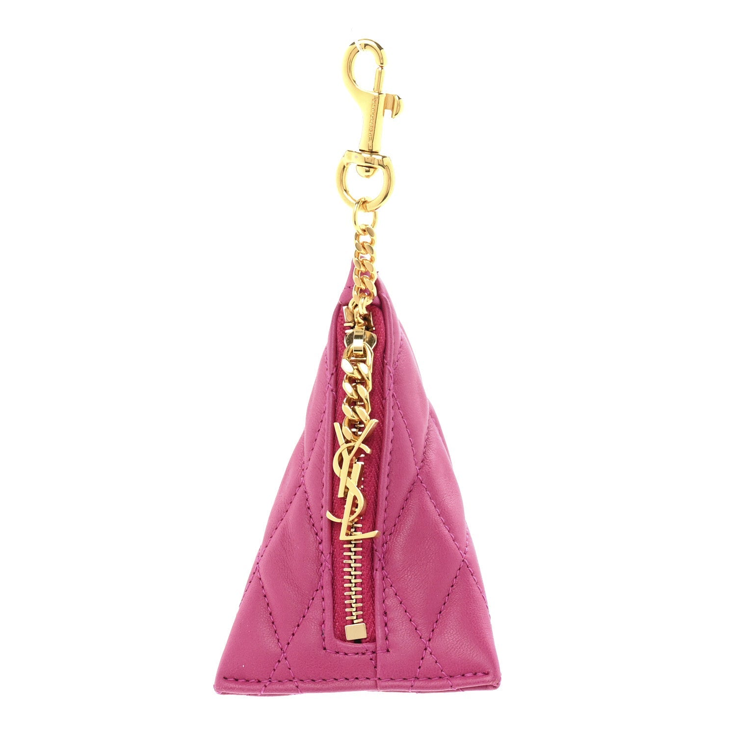 Lambskin Quilted Berlingo Bag Charm Fuchsia