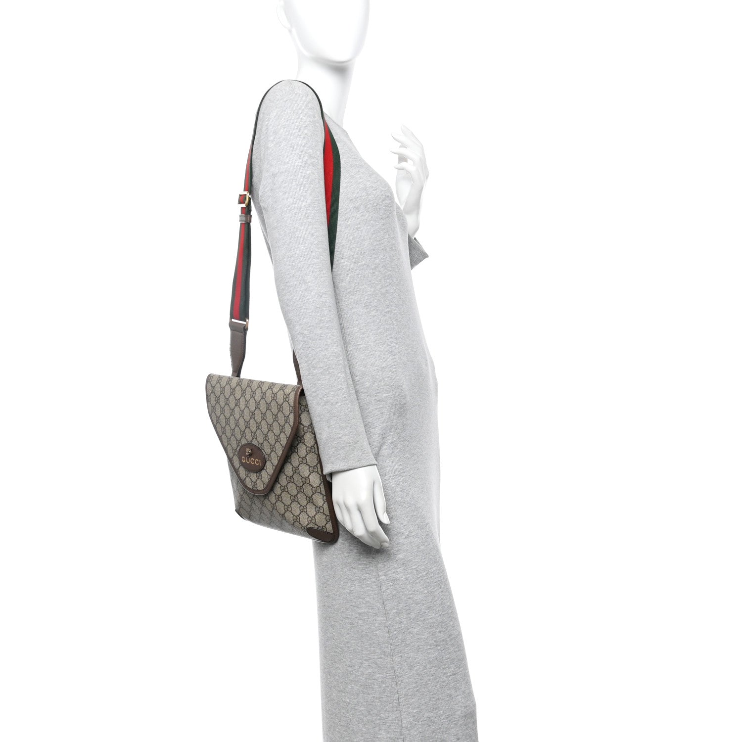 GG Supreme Monogram Web Medium Neo Vintage Flap Messenger Bag Beige New Acero