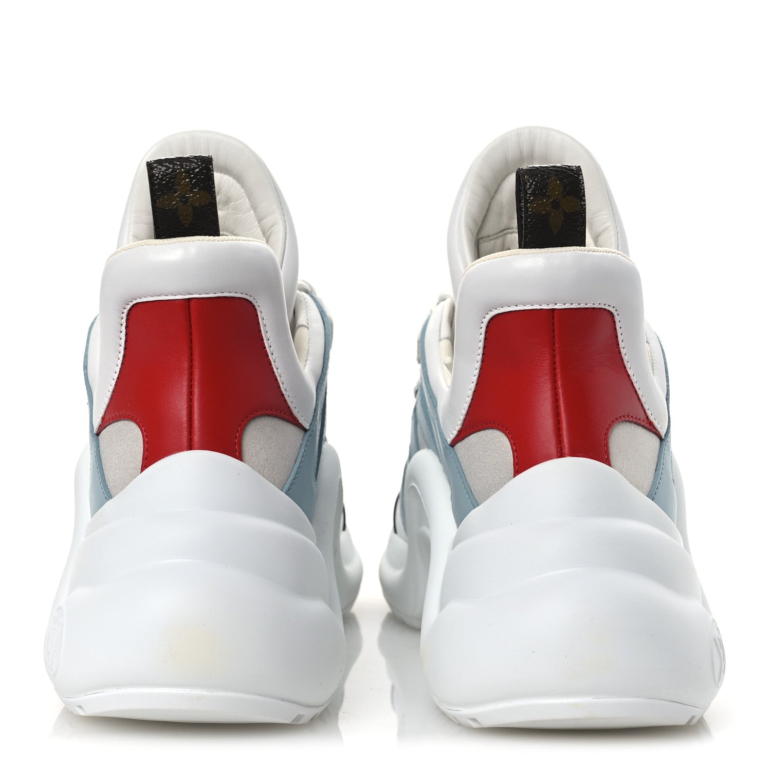 Calfskin Technical Nylon LV Archlight Sneakers 38 White Blue Gris