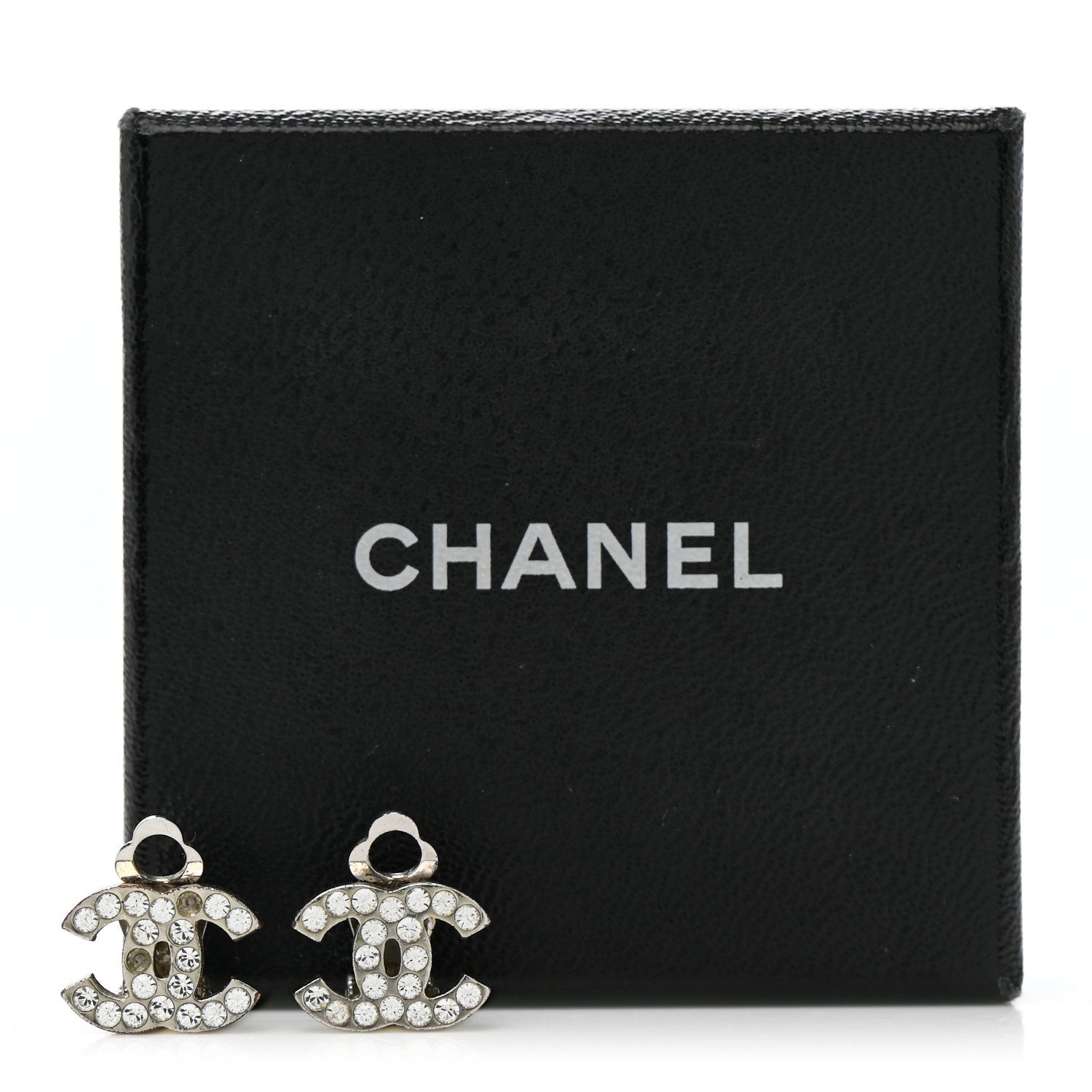 Crystal CC Clip on Earrings Silver