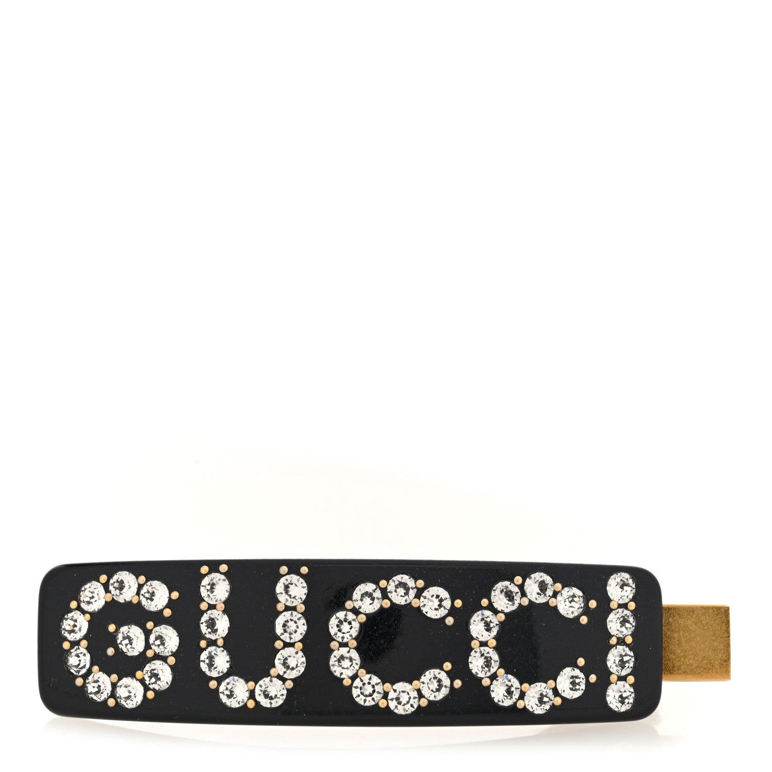Resin Crystal Single Hair Barrette Black
