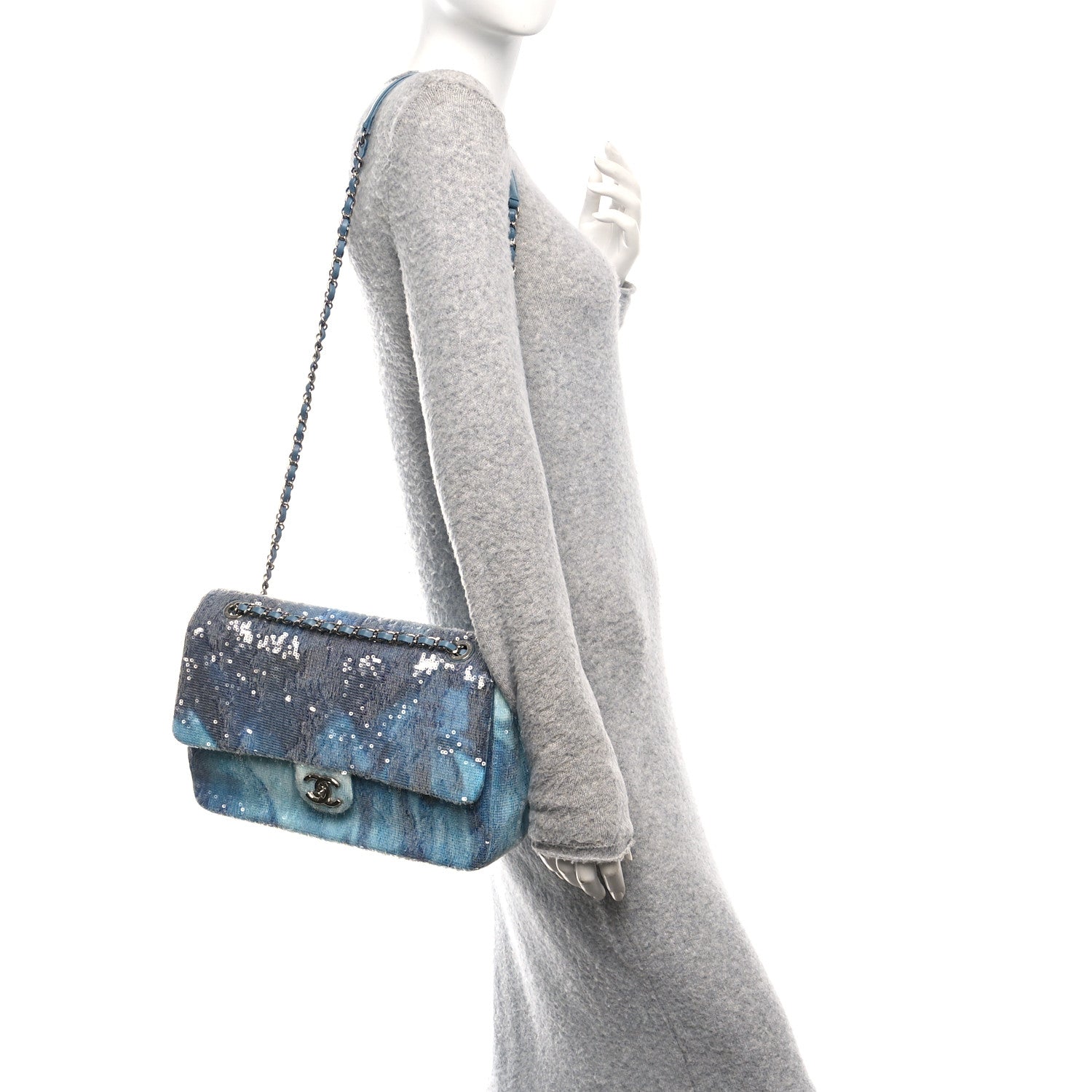 Sequin Large Waterfall Flap Light Blue