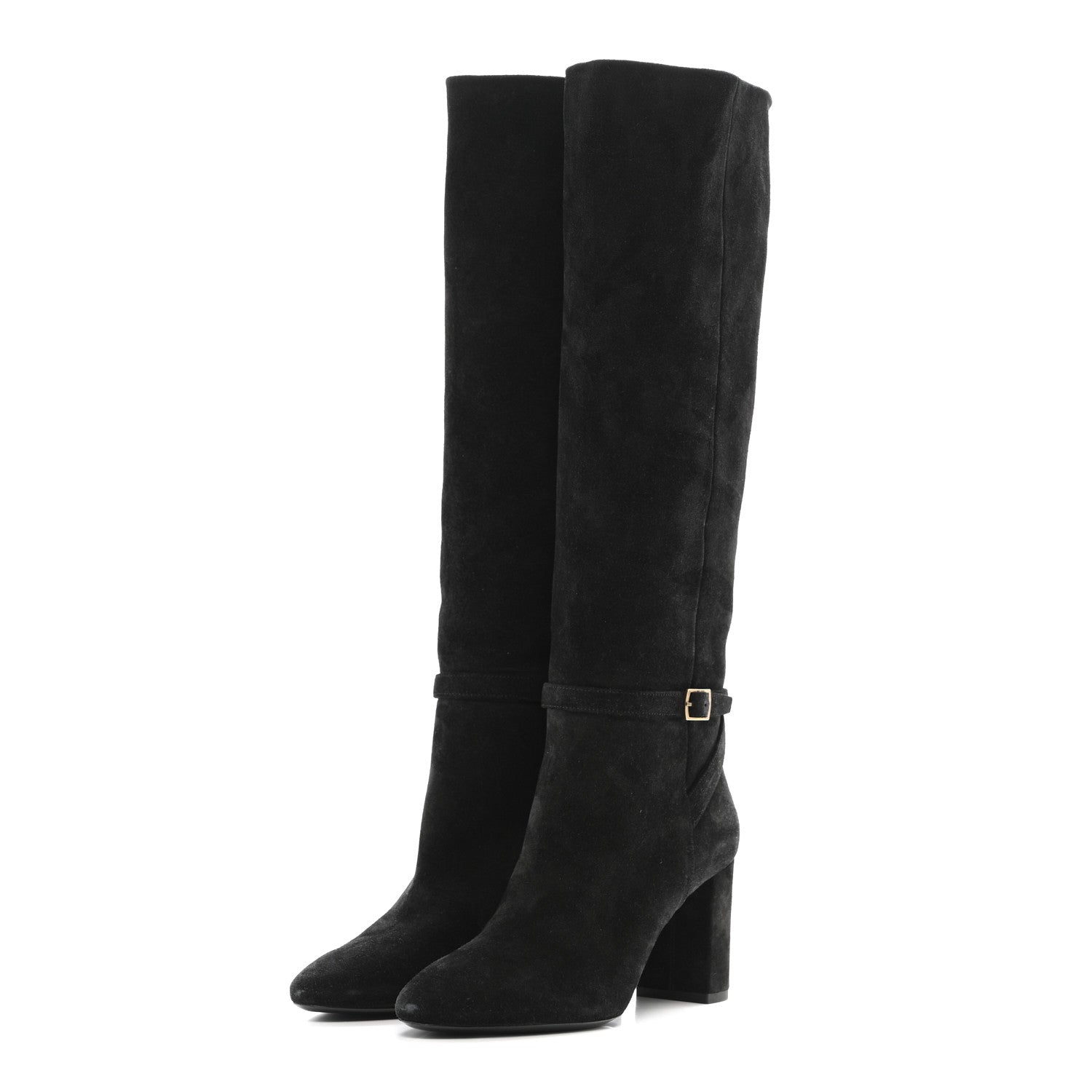 Suede Lou 75 Harness Knee High Boots 39.5 Black