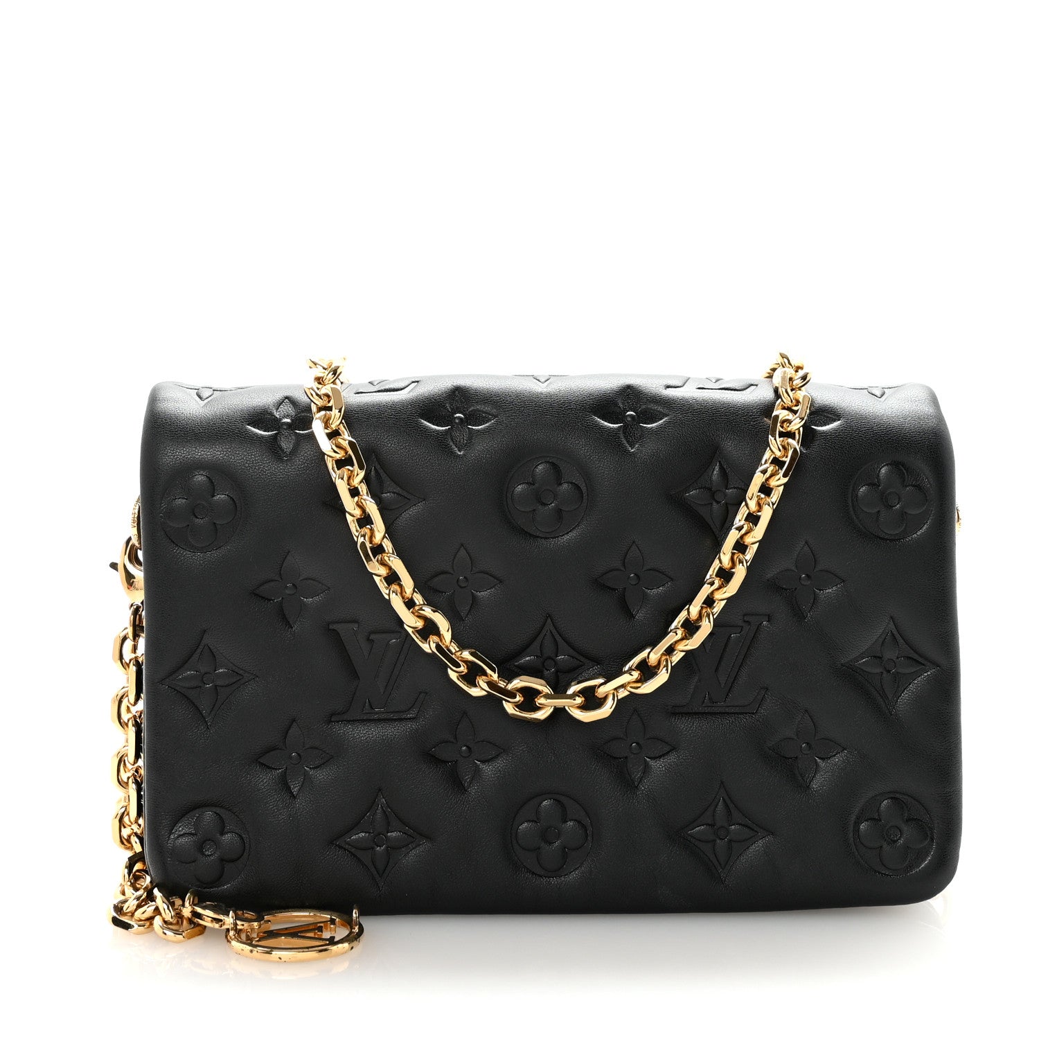 Lambskin Embossed Monogram Pochette Coussin Black