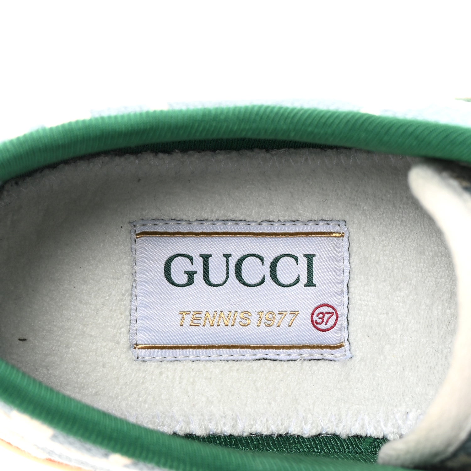 Cotton GG Monogram Web Womens 1977 Tennis Sneakers 37 Philod Ivory Mystic White