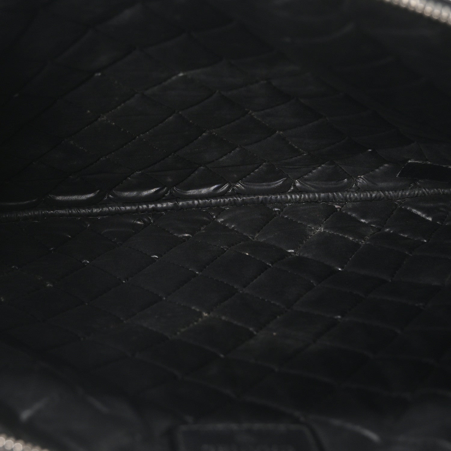 Patent Calfskin Quilted Large Cosmetic Case Black