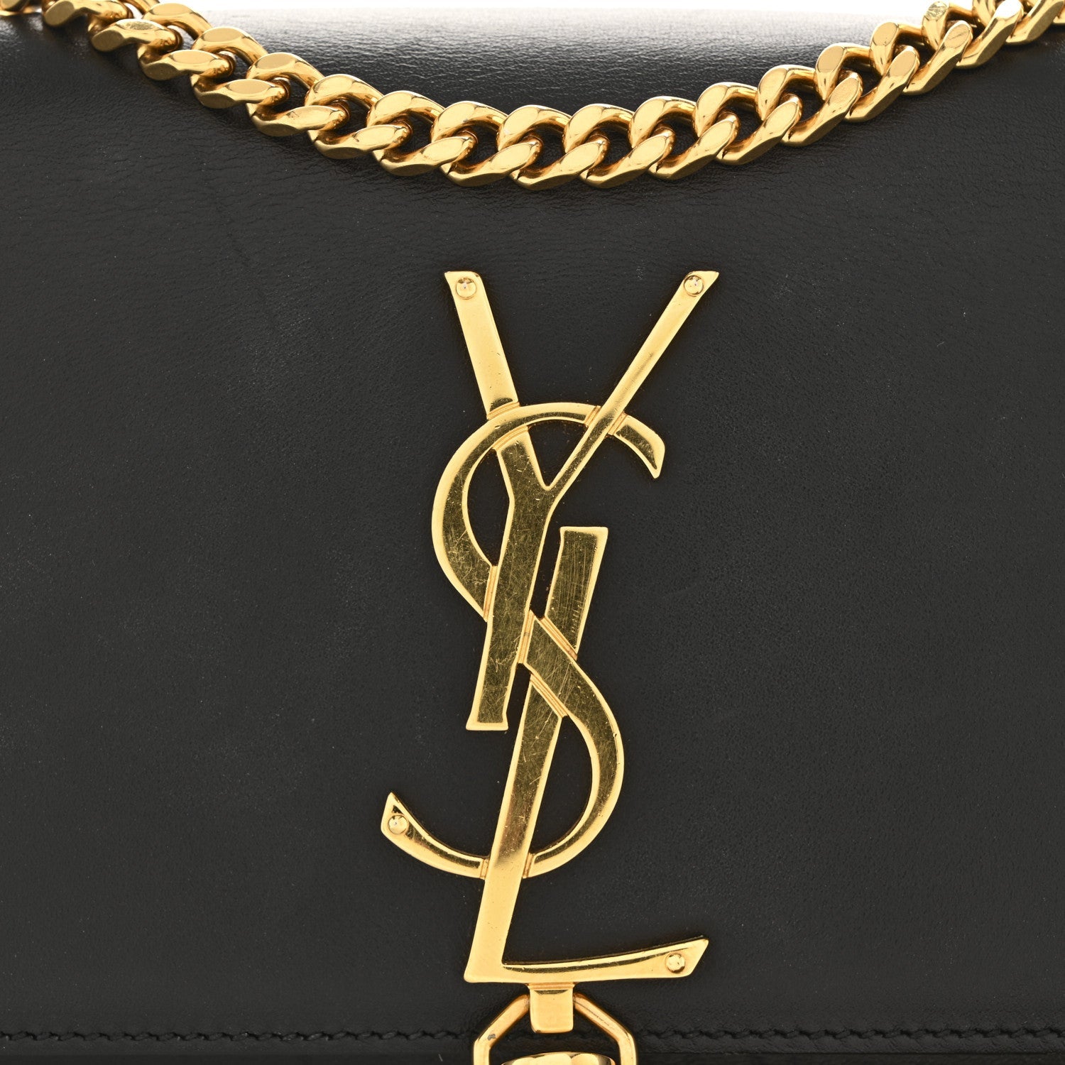 Calfskin Small Classic Monogram Kate Tassel Satchel Black