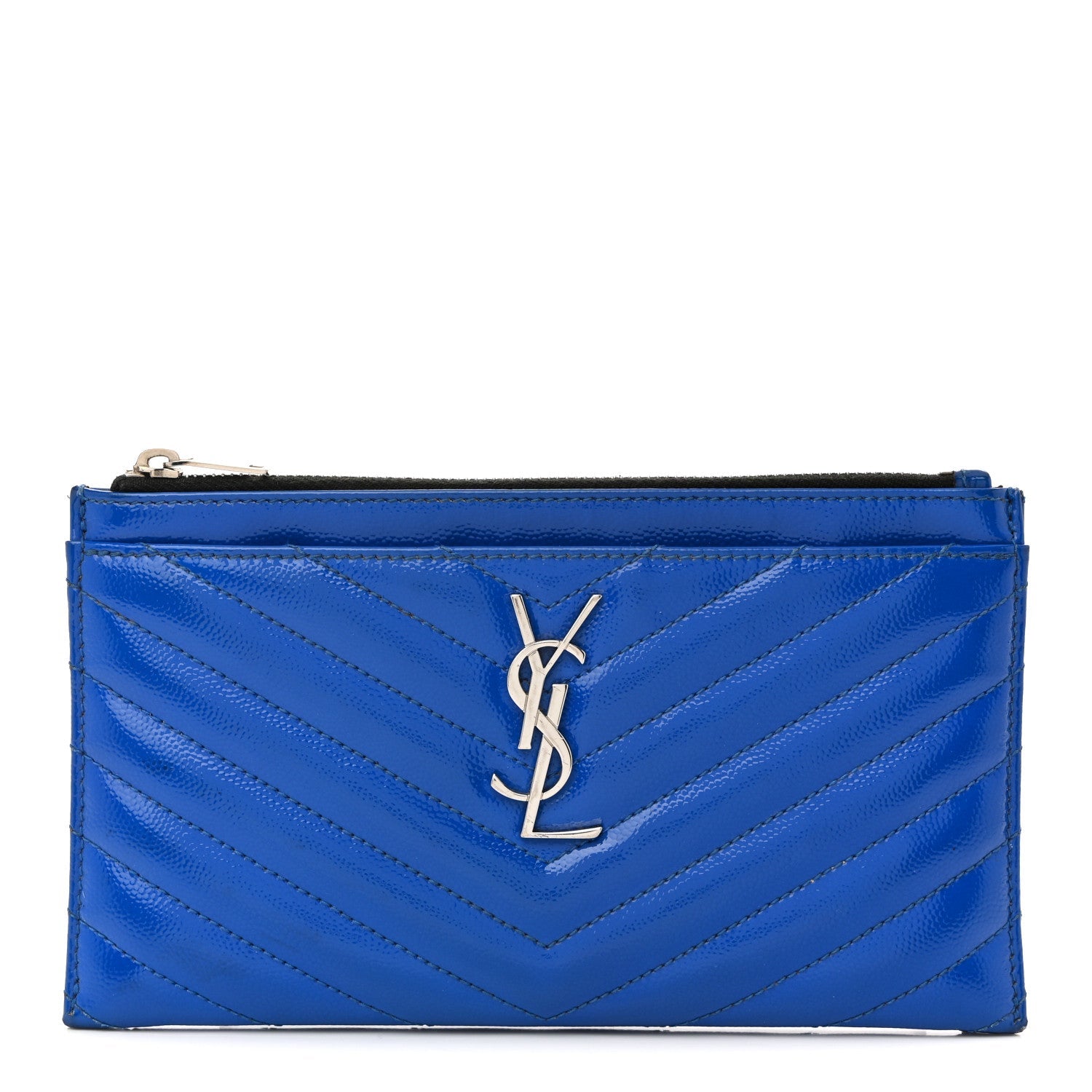 Grain De Poudre Chevron Monogram Bill Pouch Neon Blue