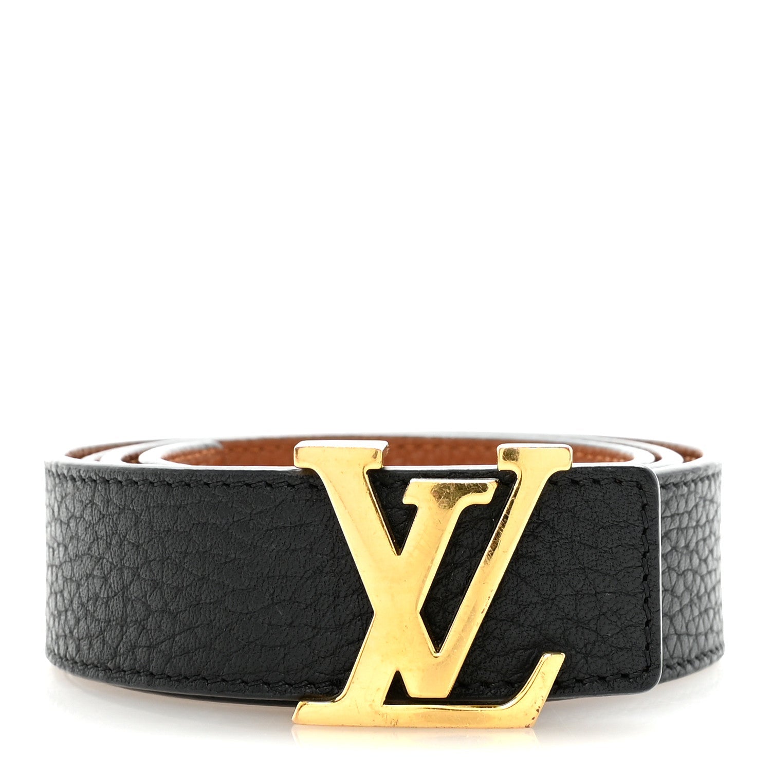 Taurillon Calfskin 30mm LV Initiales Reversible 80 32 Belt Black