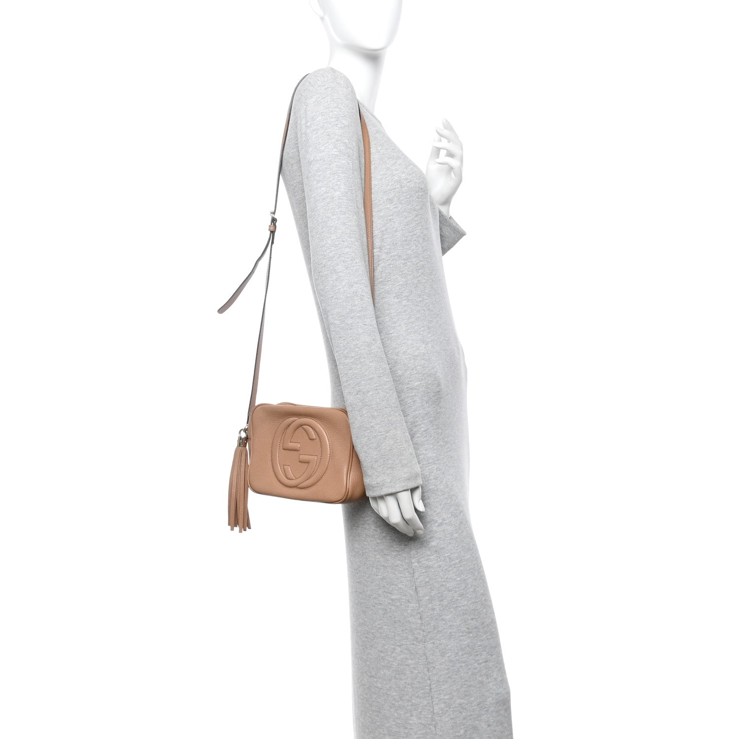 Pebbled Calfskin Small Soho Disco Bag Rose Beige
