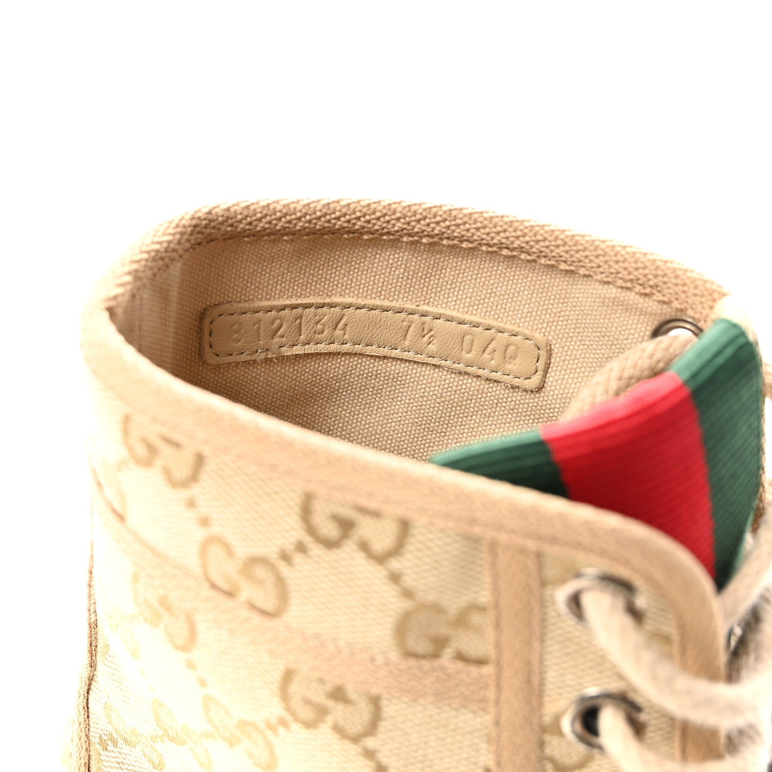 GG Monogram Web Mens Lug Sole Ankle Boots 7.5 New Sand