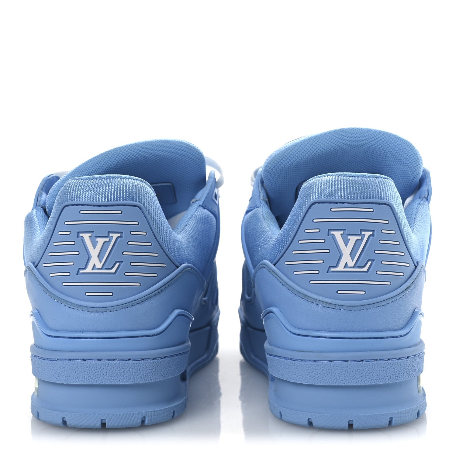 Calfskin Embossed Monogram Mens LV Trainer Sneakers 6 Blue