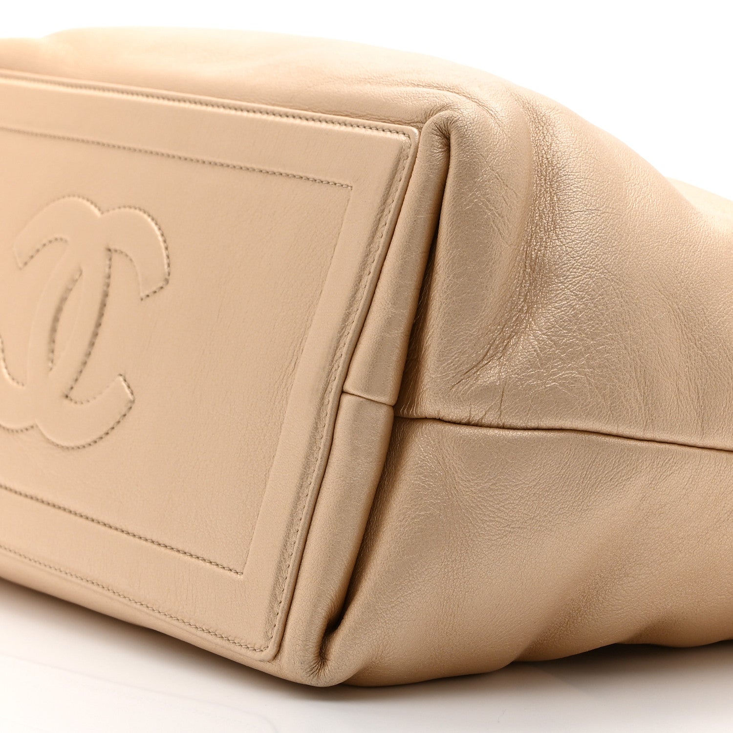 Metallic Lambskin Medium Coco Cocoon Reversible Tote Light Gold