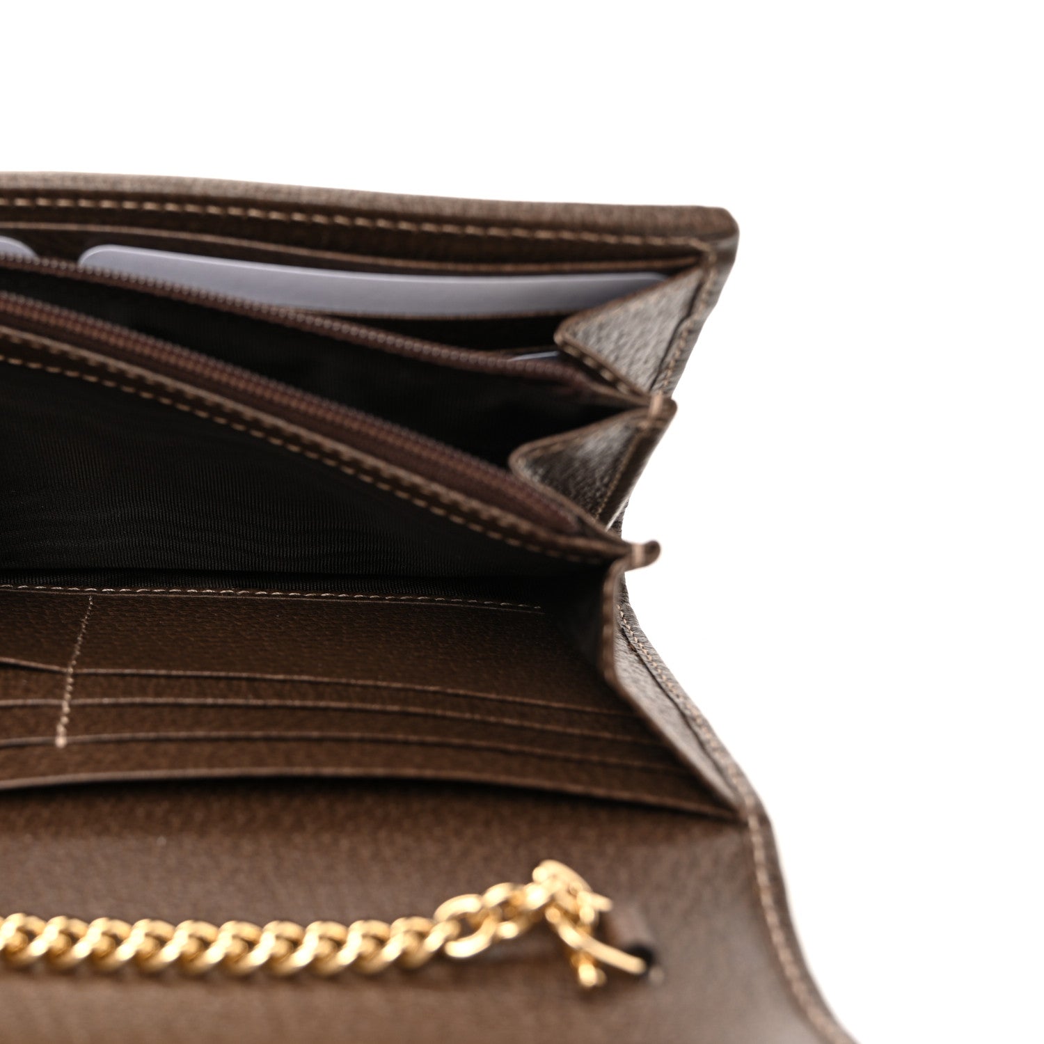 GG Supreme Monogram Web Ophidia Wallet On Chain Brown