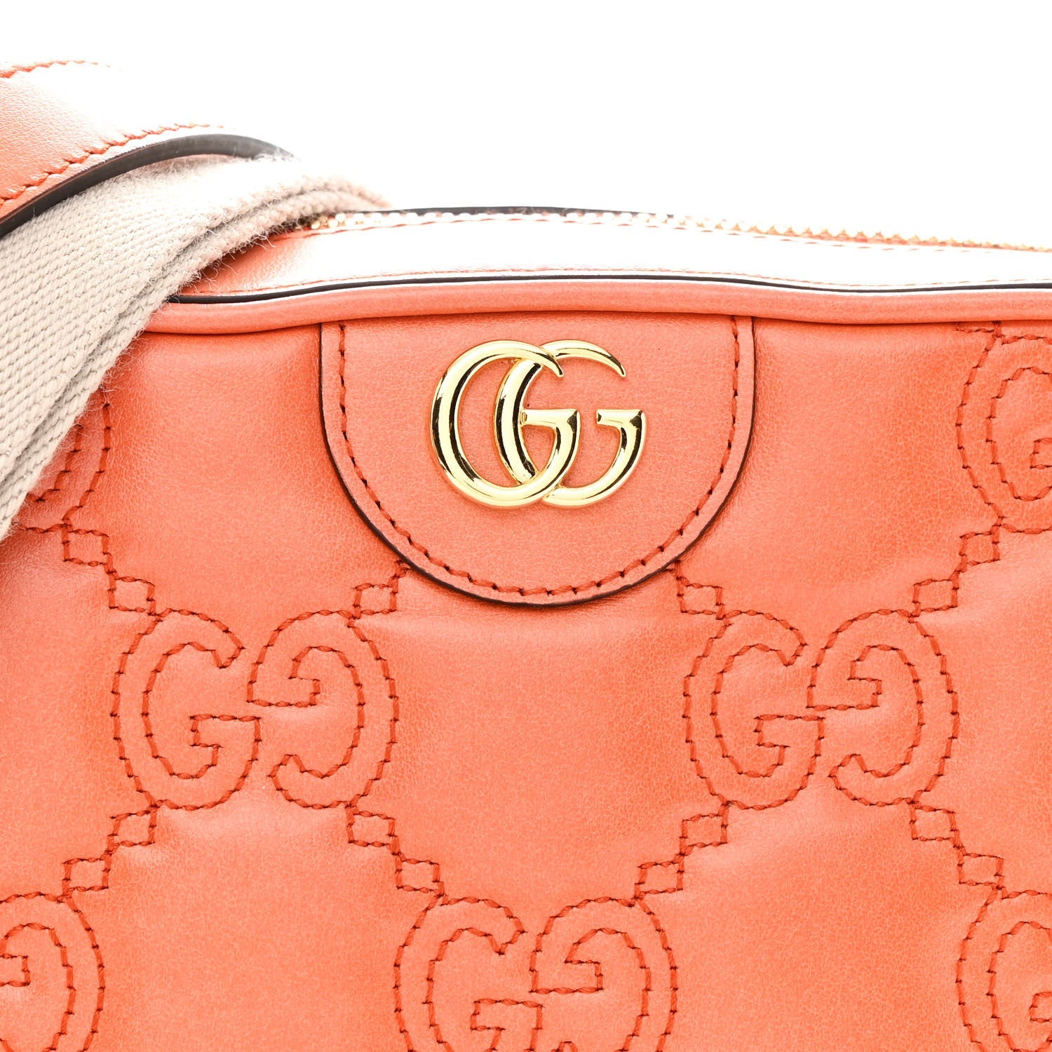 Calfskin GG Matelasse Shoulder Bag Spring Orange Natural