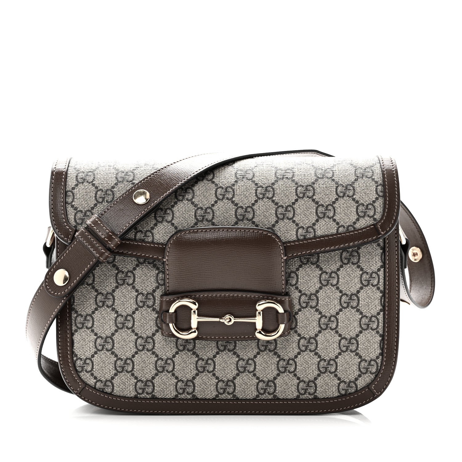 GG Supreme Monogram Horsebit 1955 Shoulder Bag Beige Brown Sugar