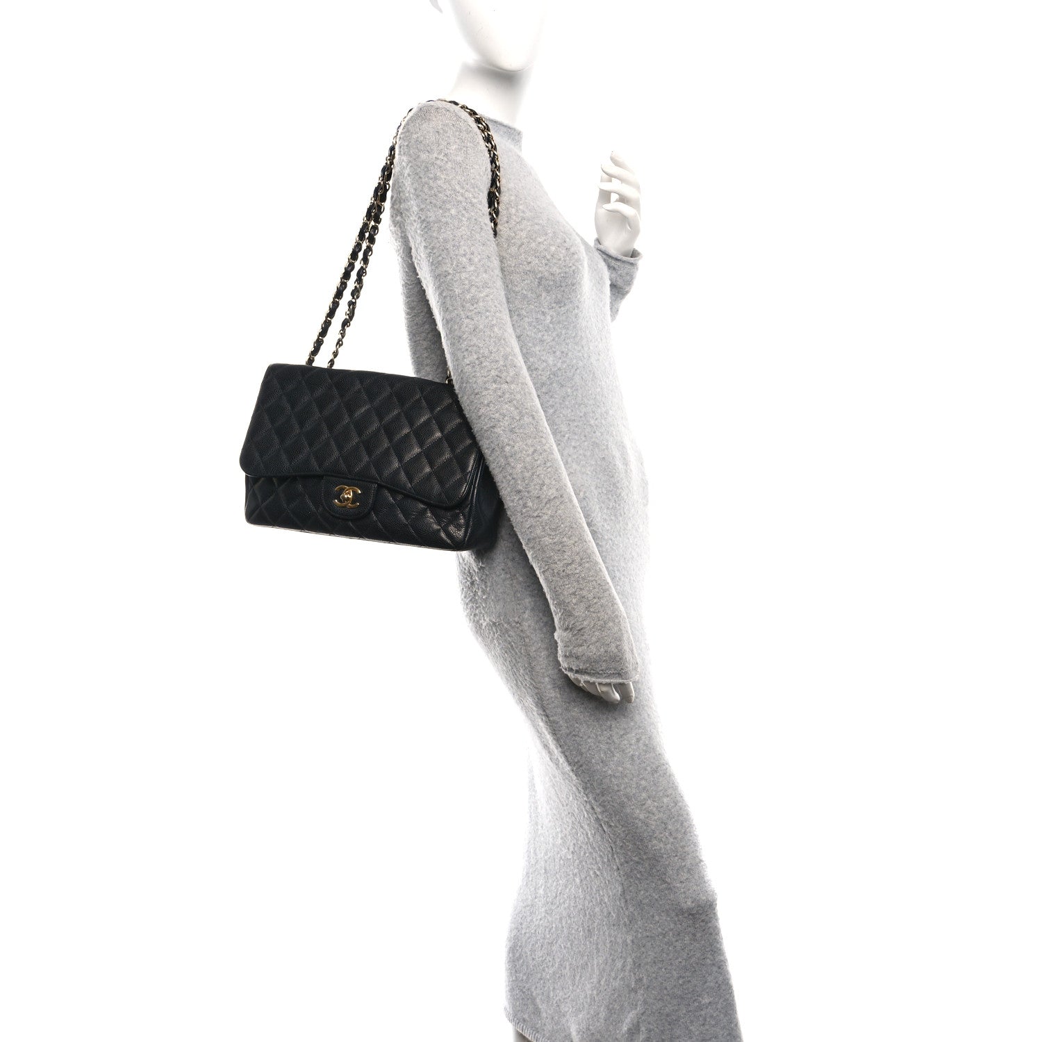 Caviar Quilted Jumbo Single Flap Black