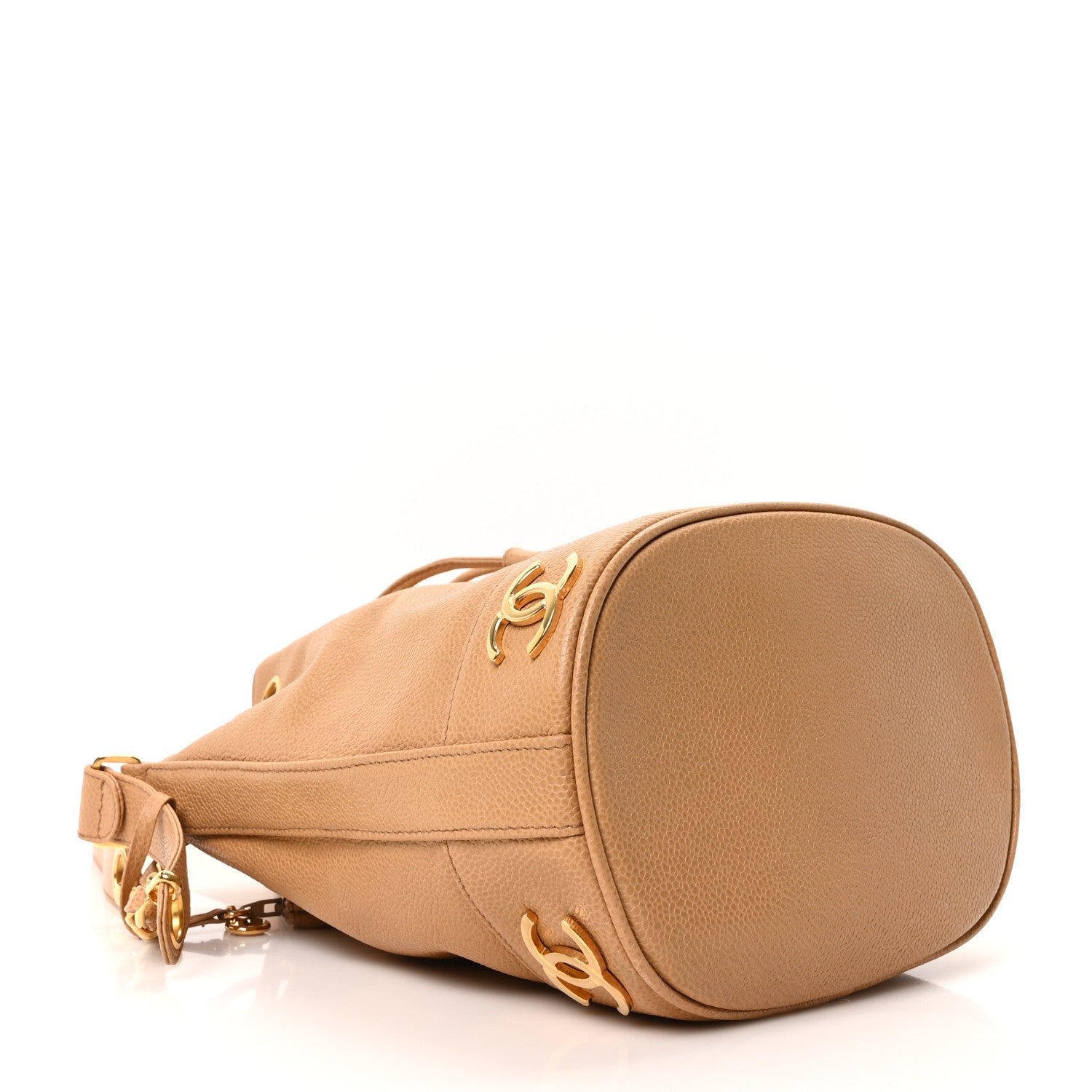 Caviar CC Drawstring Shoulder Bag Beige