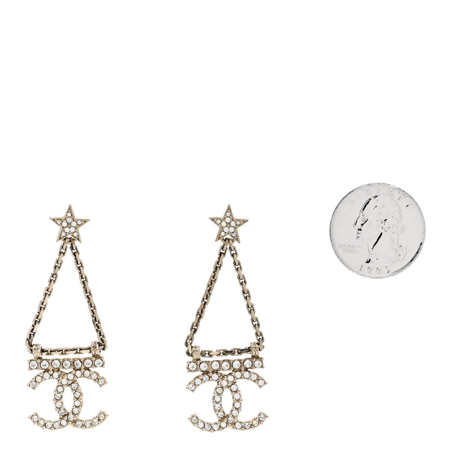 Crystal Star Drop CC Earrings Gold