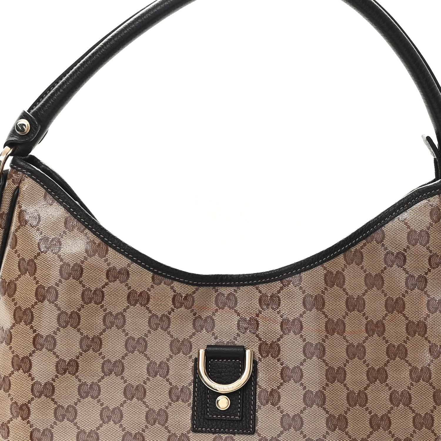 Crystal Monogram Large Abbey D Ring Hobo Dark Brown