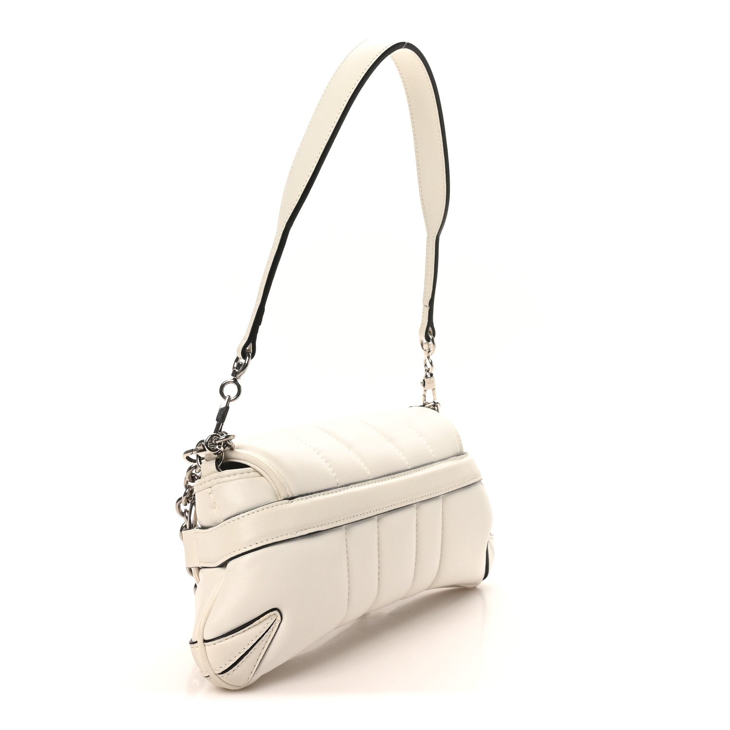 Nappa Vertical Matelasse Small Maxi Horsebit Chain Shoulder Bag Great White