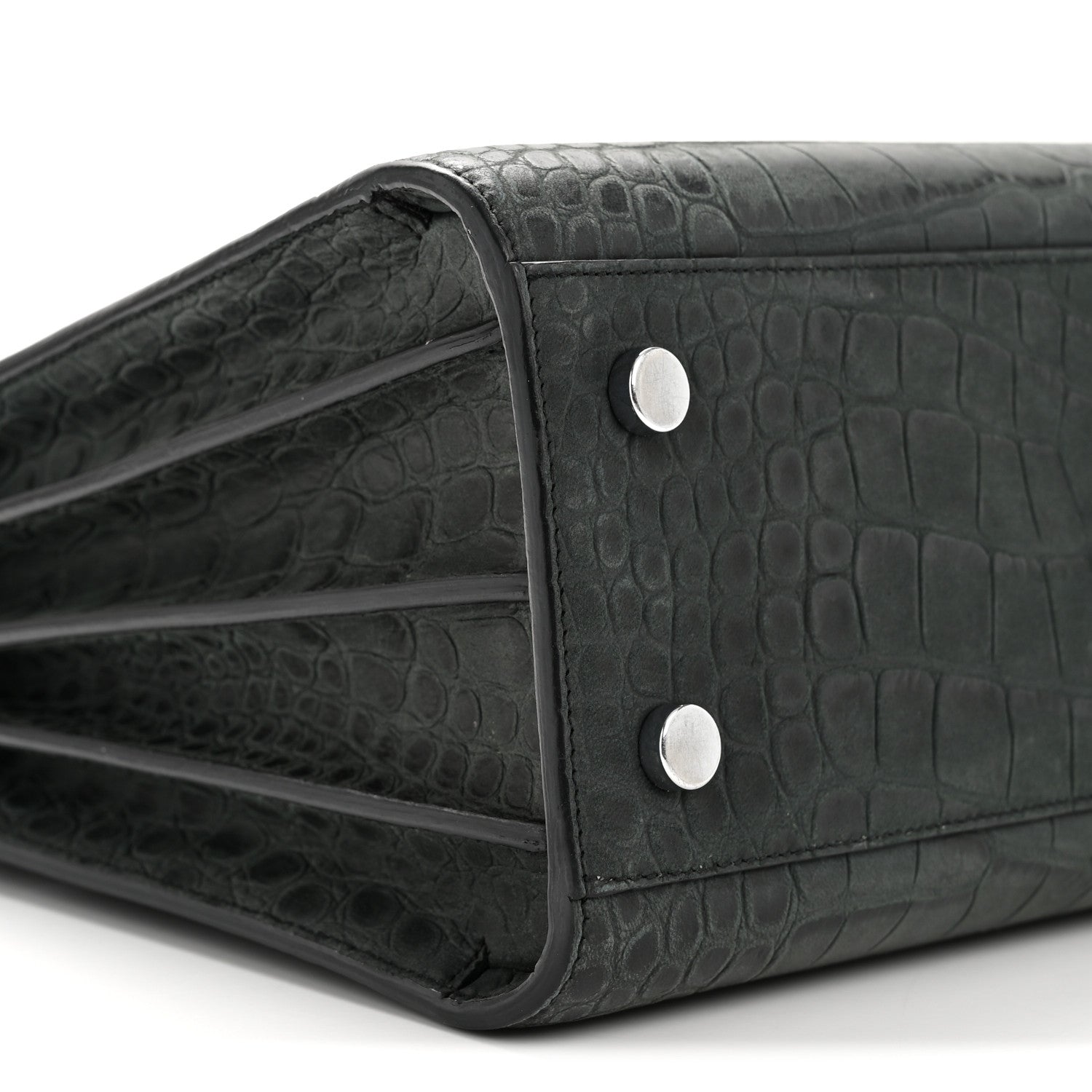Calfskin Crocodile Embossed Baby Sac de Jour Dusty Black