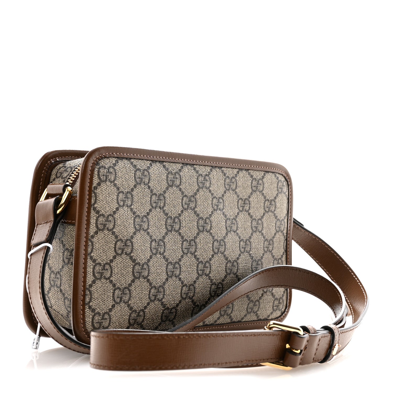 GG Supreme Monogram Azalea Calfskin Mini Retro Interlocking G Shoulder Bag Beige Ebony Brown Sugar