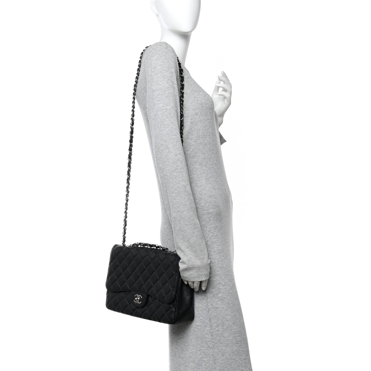 Caviar Quilted Jumbo Single Flap Black