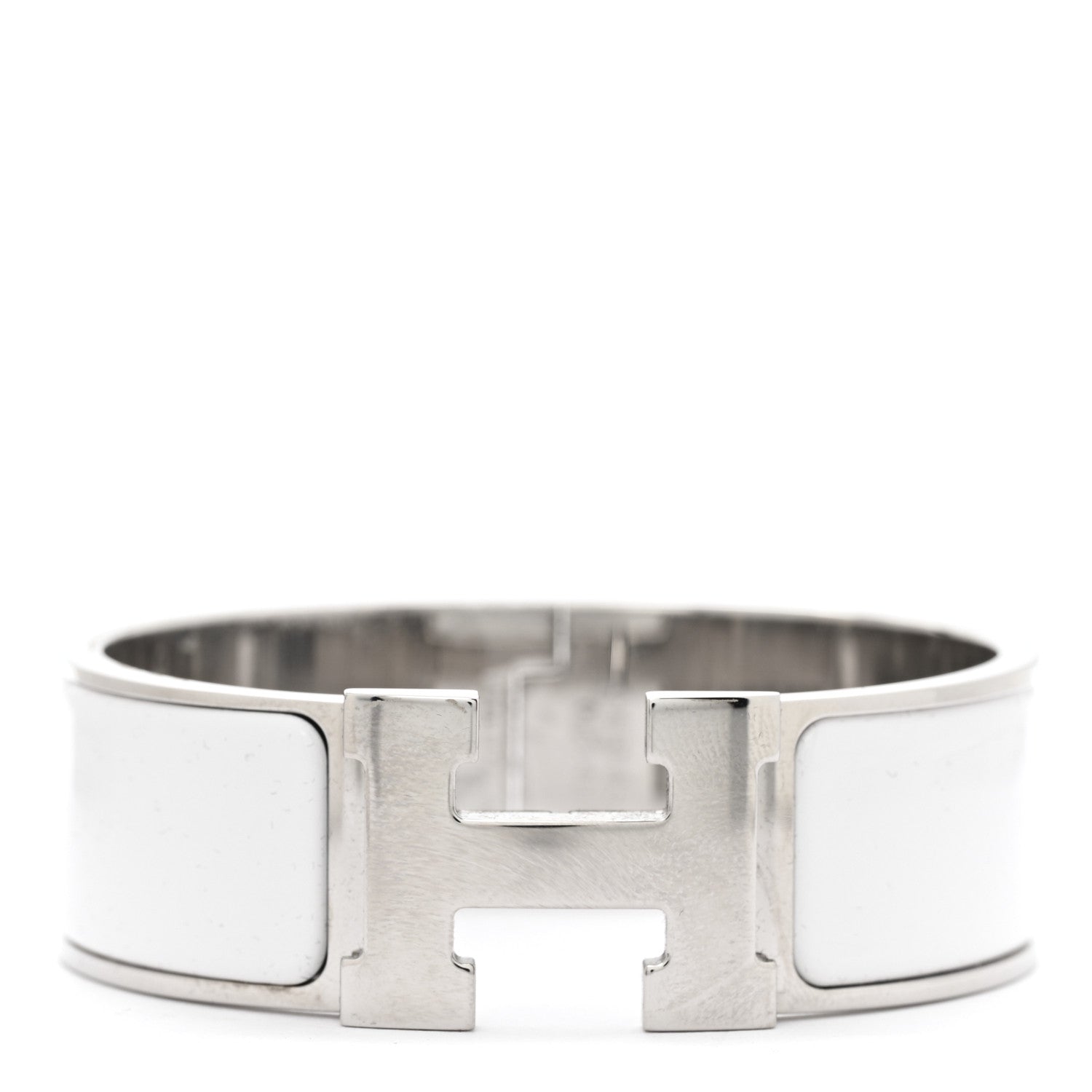Enamel Wide Clic Clac H Bracelet PM White