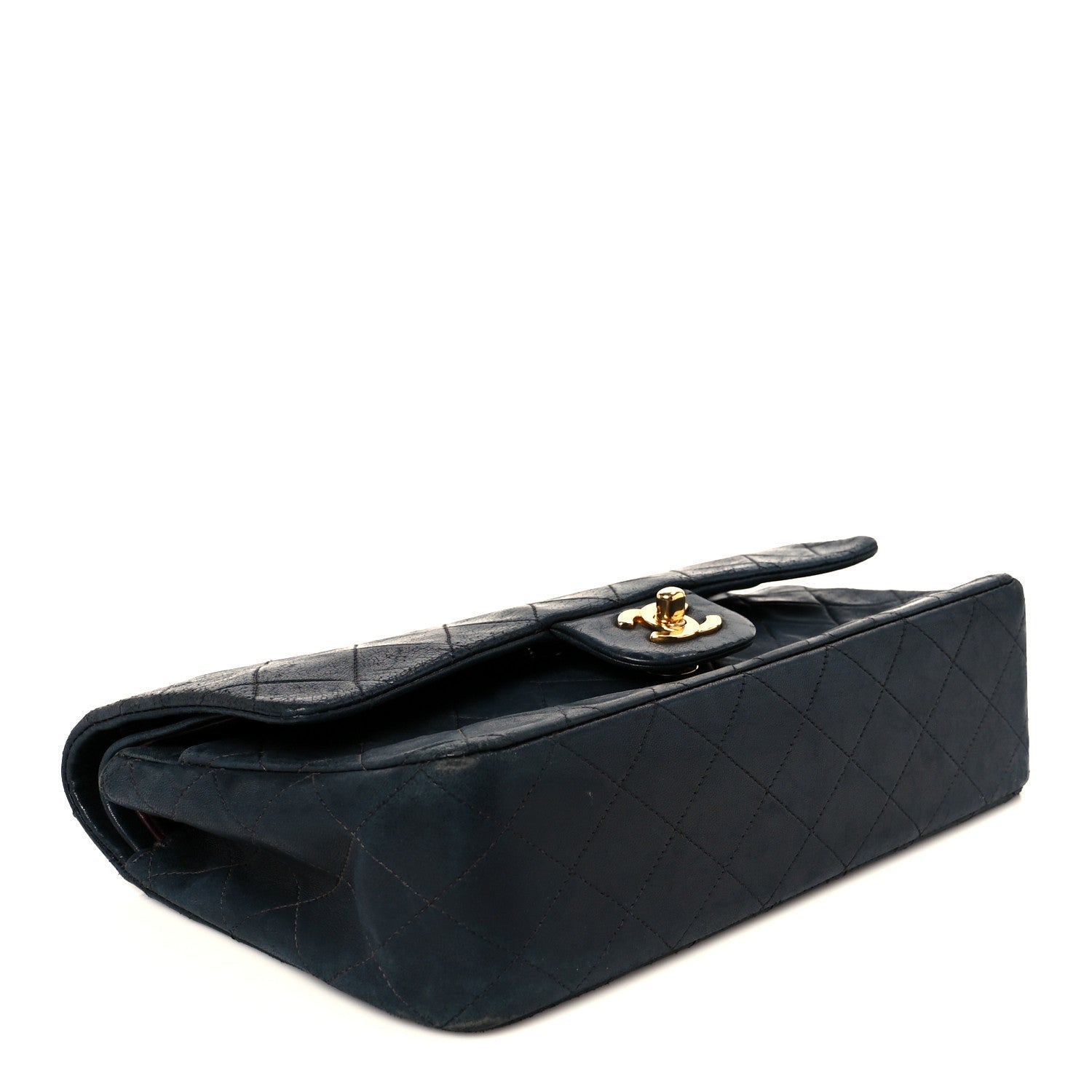 Lambskin Quilted Medium Double Flap Black