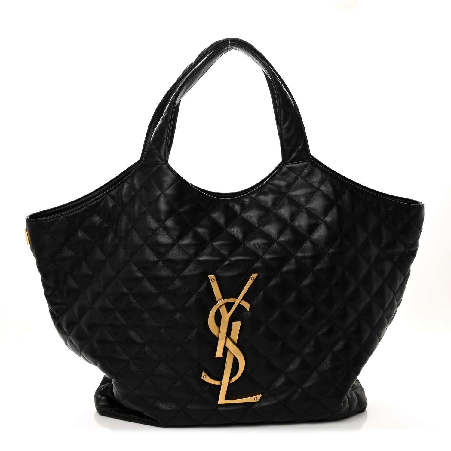Lambskin Quilted Maxi Icare Shopping Tote Black