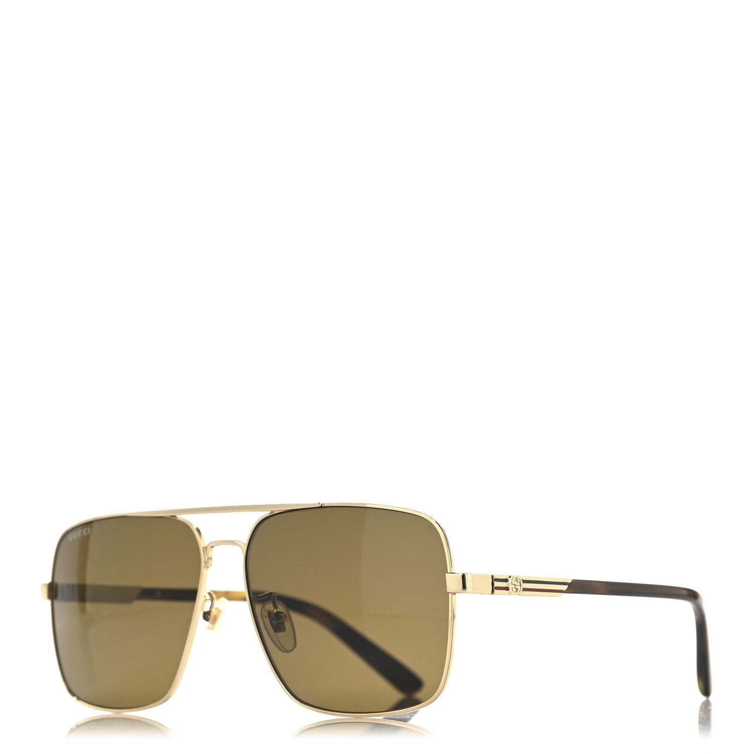 Metal Rectangular Frame Sunglasses GG1289S Gold Havana