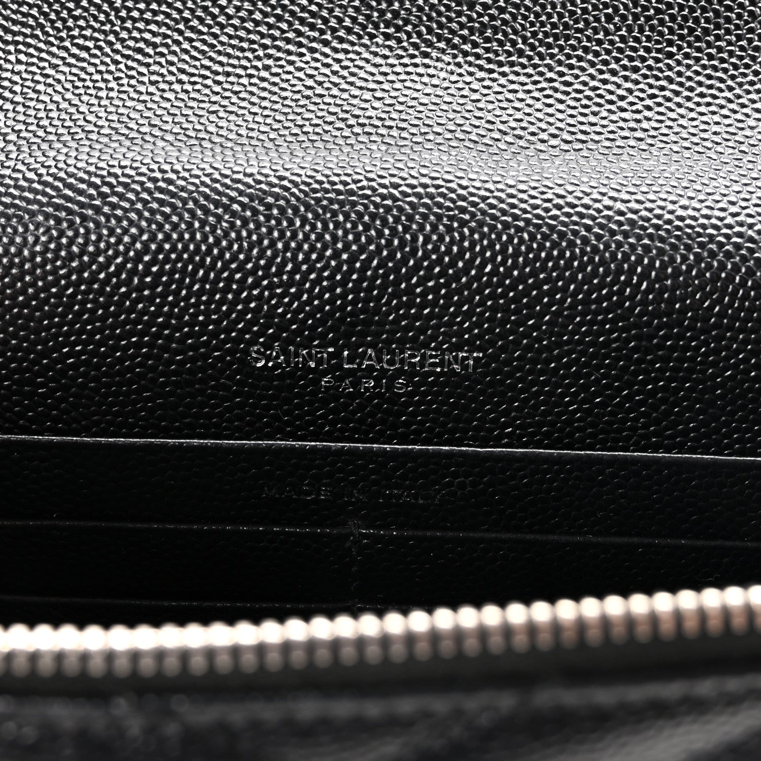 Grain De Poudre Matelasse Chevron Monogram Envelope Chain Wallet Black