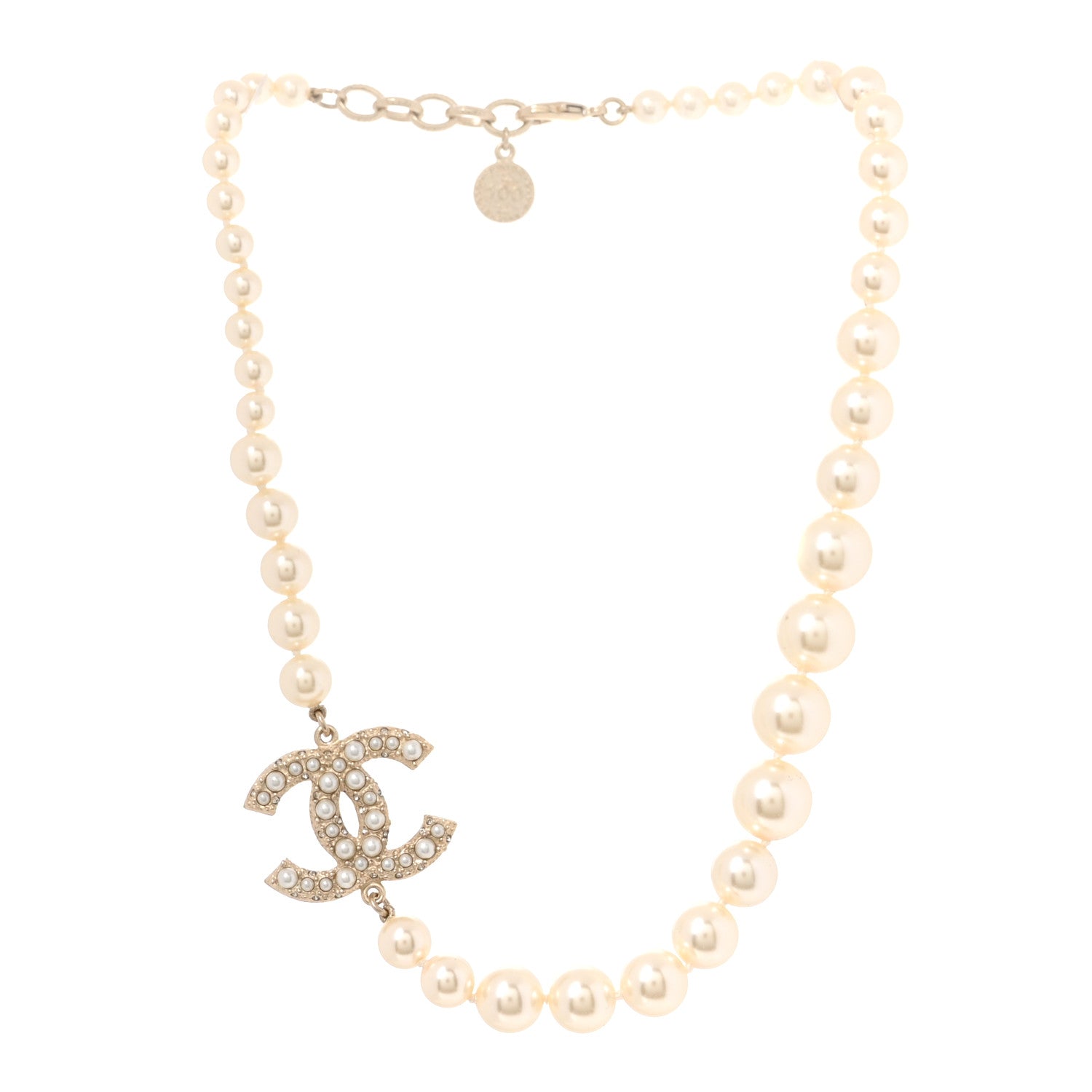 Pearl CC 100th Anniversary Necklace Light Gold