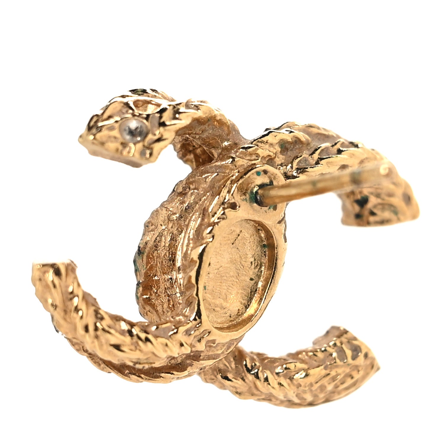 Crystal Twisted CC Earrings Gold