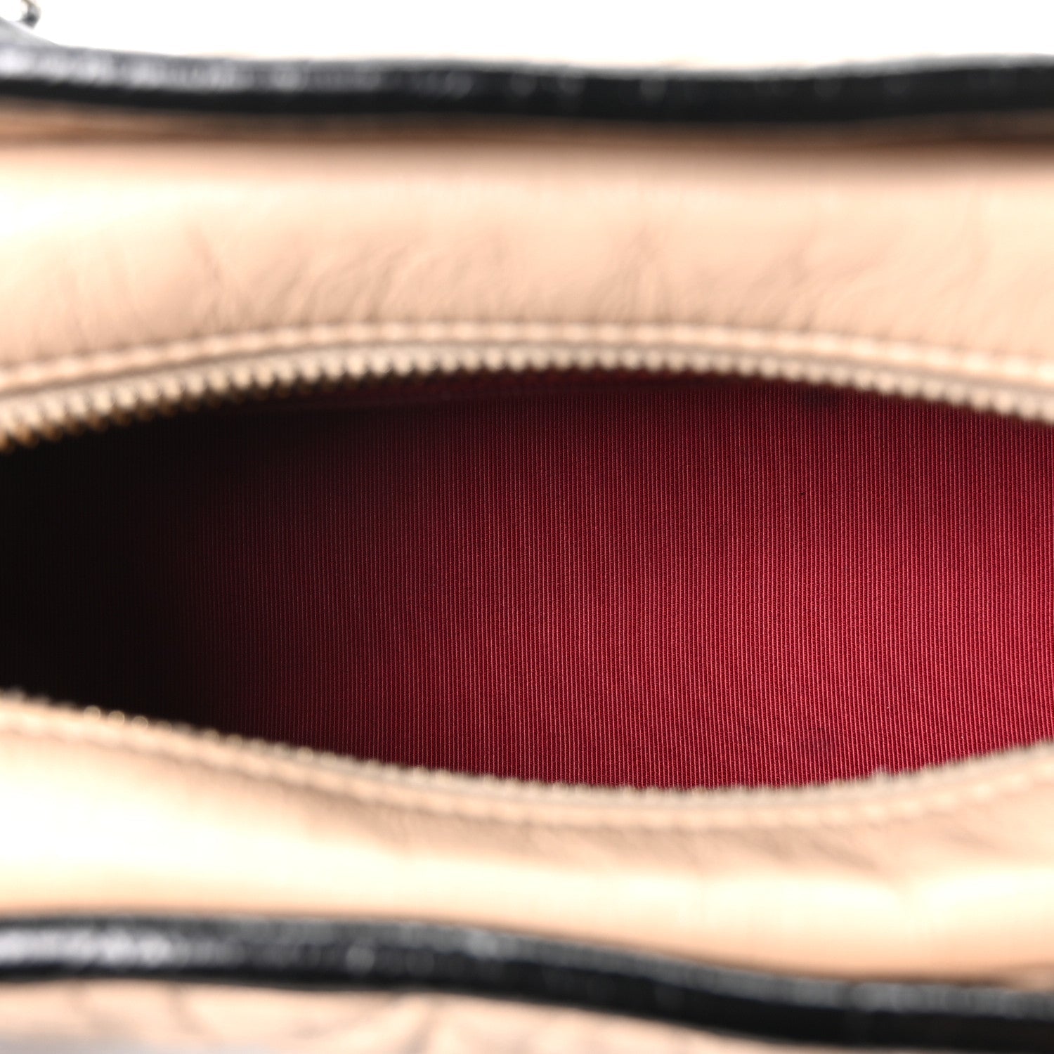 Aged Calfskin Quilted Small Gabrielle Hobo Beige Black