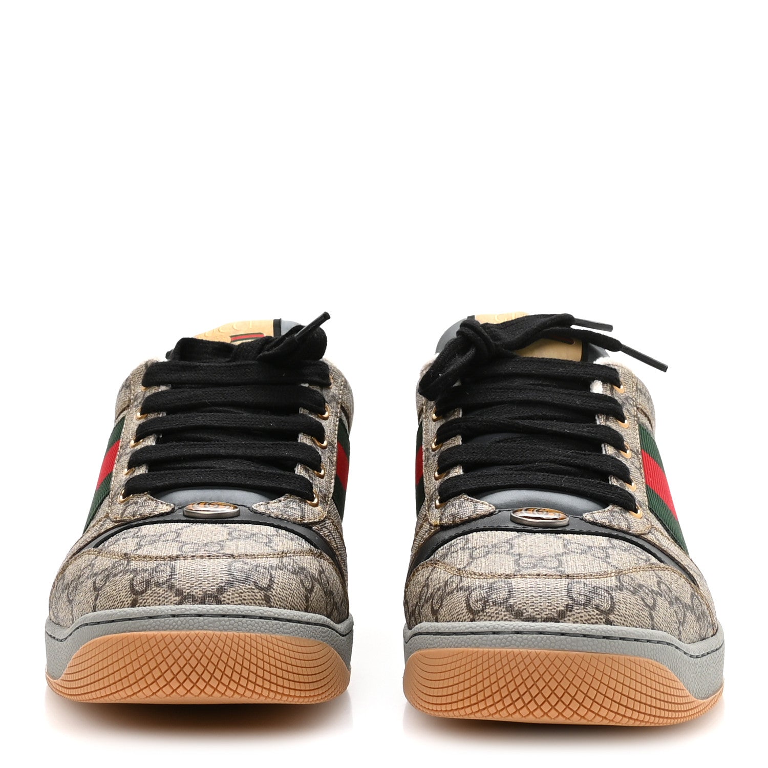 GG Supereme Monogram Miro Soft Calfskin Web Mens Screener Sneakers 9 Beige Ebony Black New Platinum