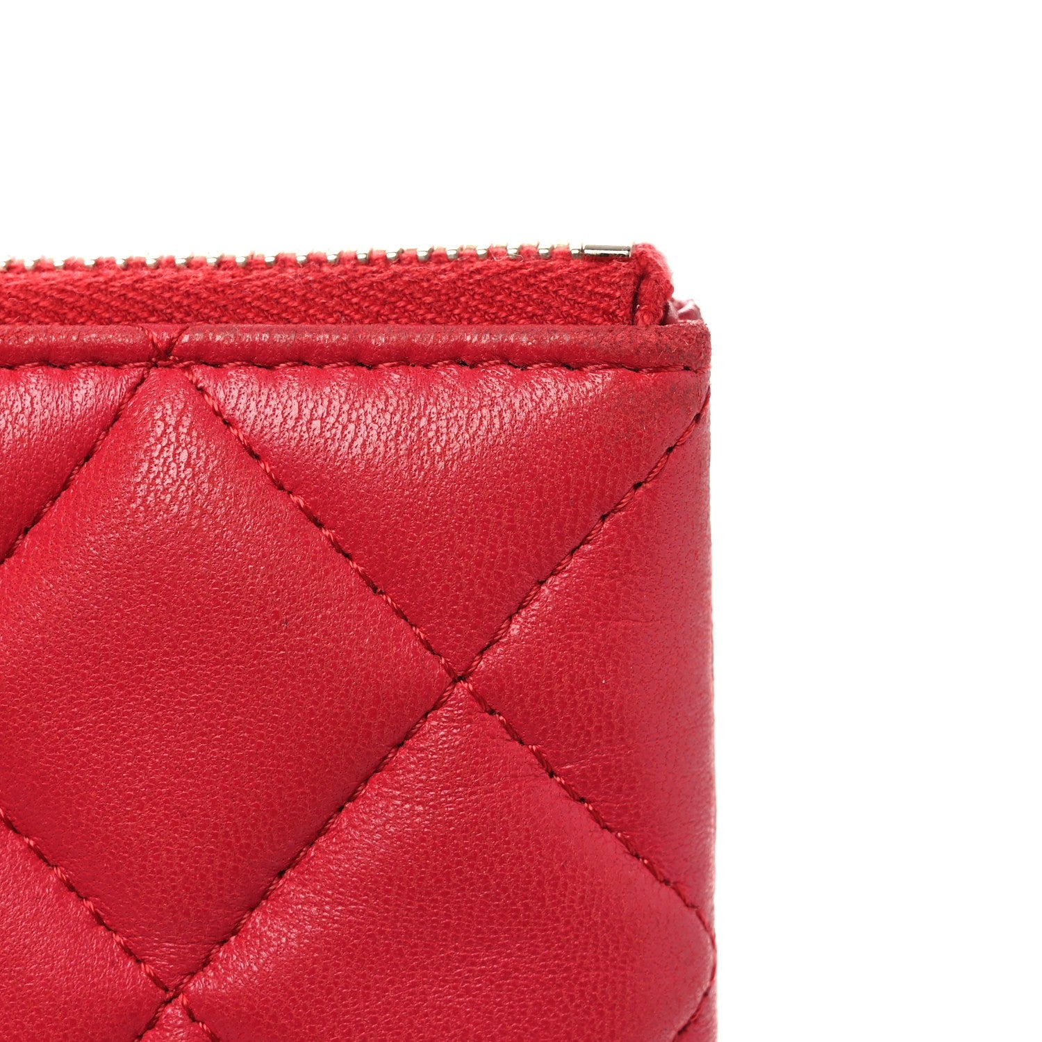 Lambskin Quilted Large Cosmetic Case Red