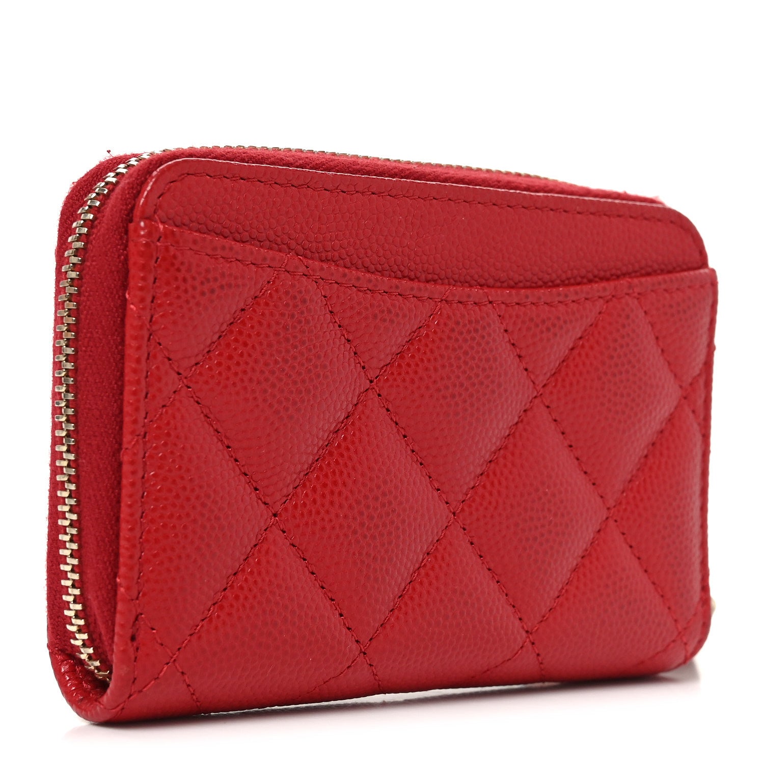Caviar Quilted Zip Coin Purse Red