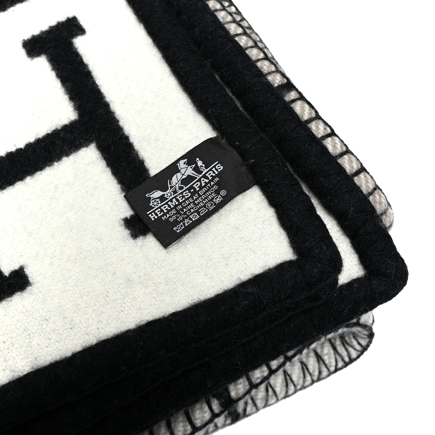 Wool Cashmere Avalon III Blanket Ecru Black