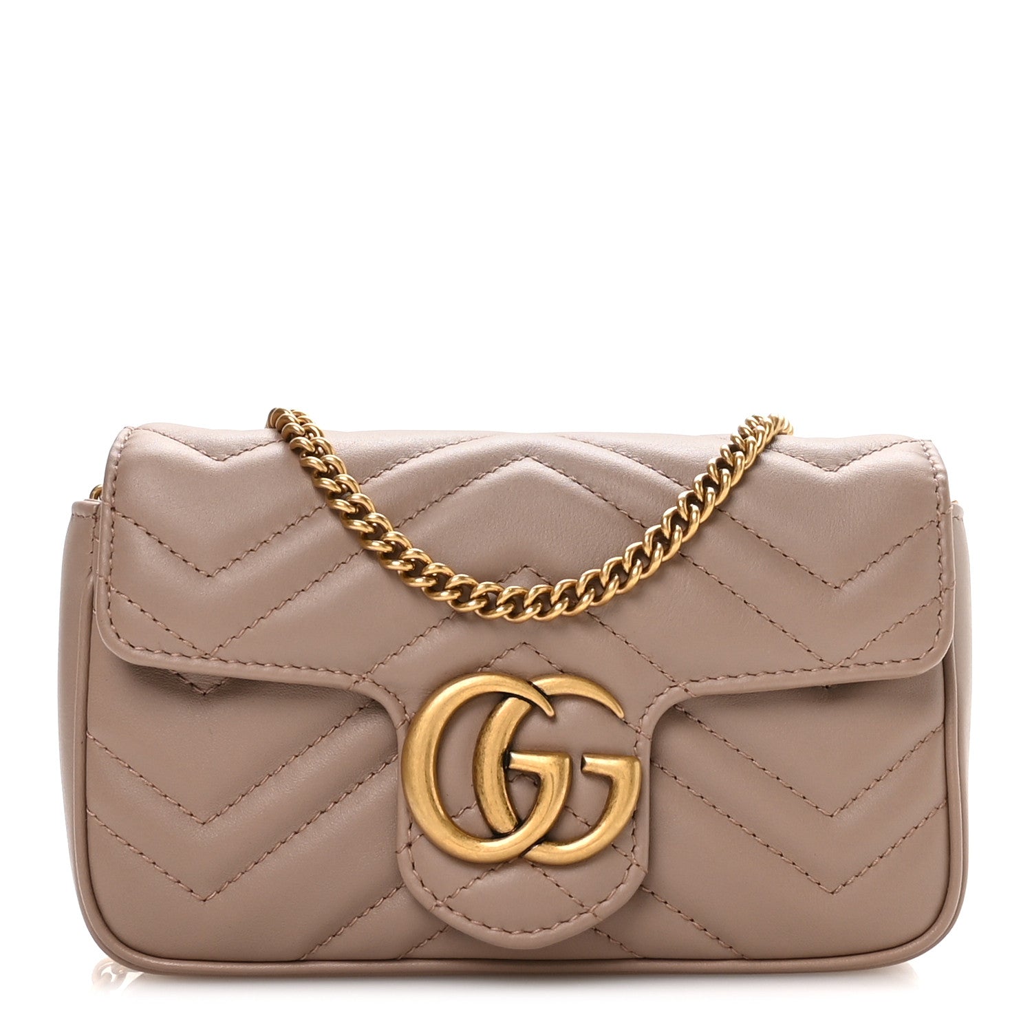 Calfskin Matelasse Super Mini GG Marmont Shoulder Bag Porcelain Rose