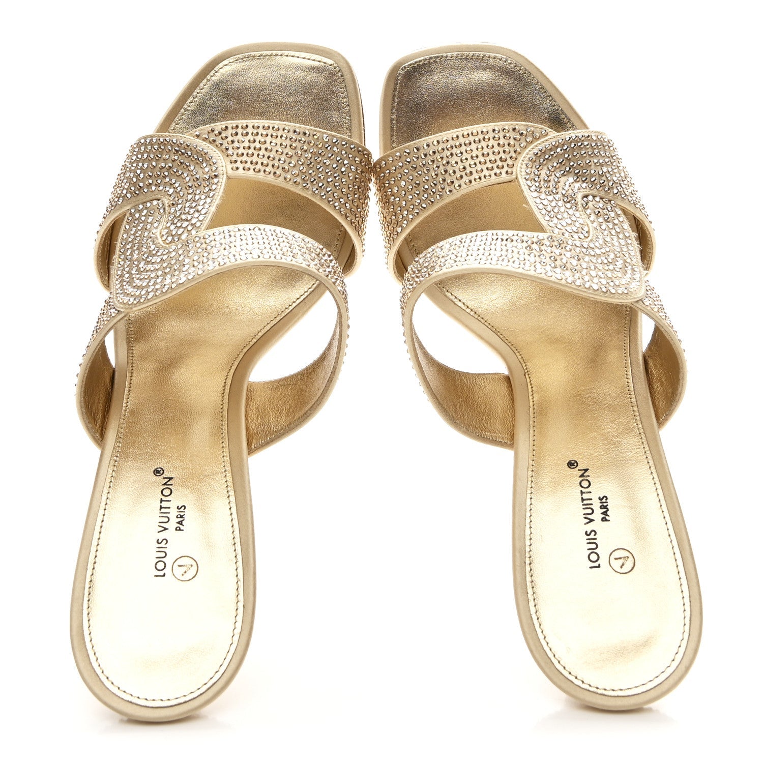 Satin Crystal Sparkle Mule 39 Gold