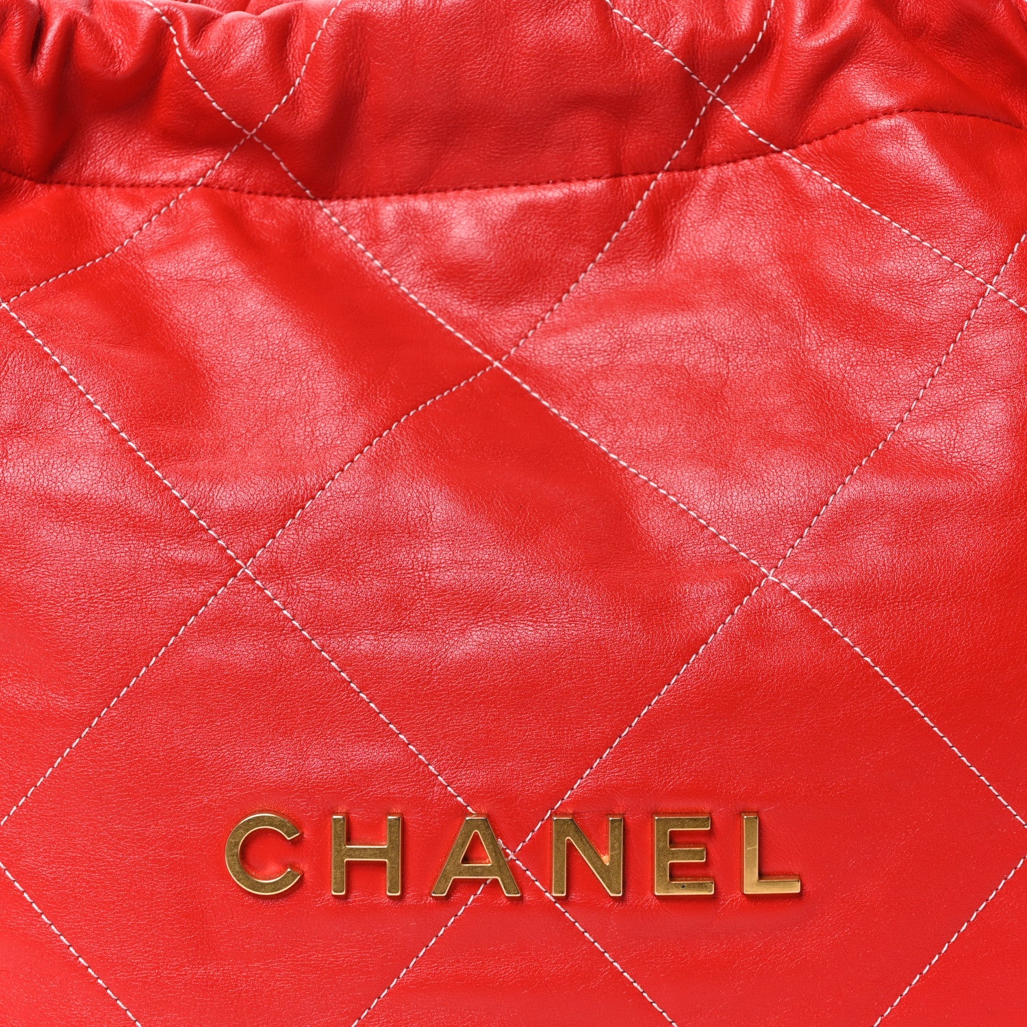 Shiny Calfskin Stitched Quilted Small Chanel 22 Red